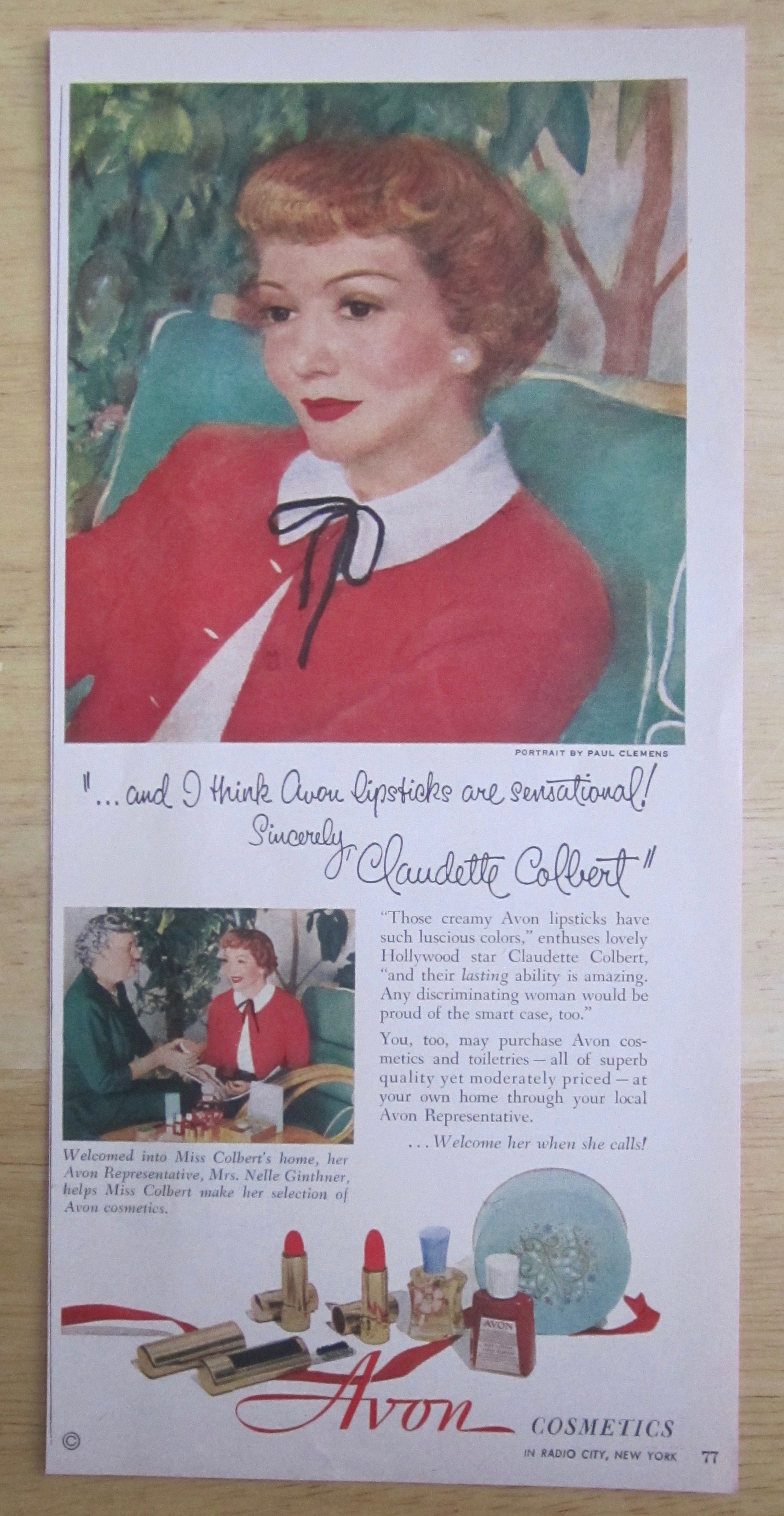 1951 Avon Cosmetics with Claudette Colbert