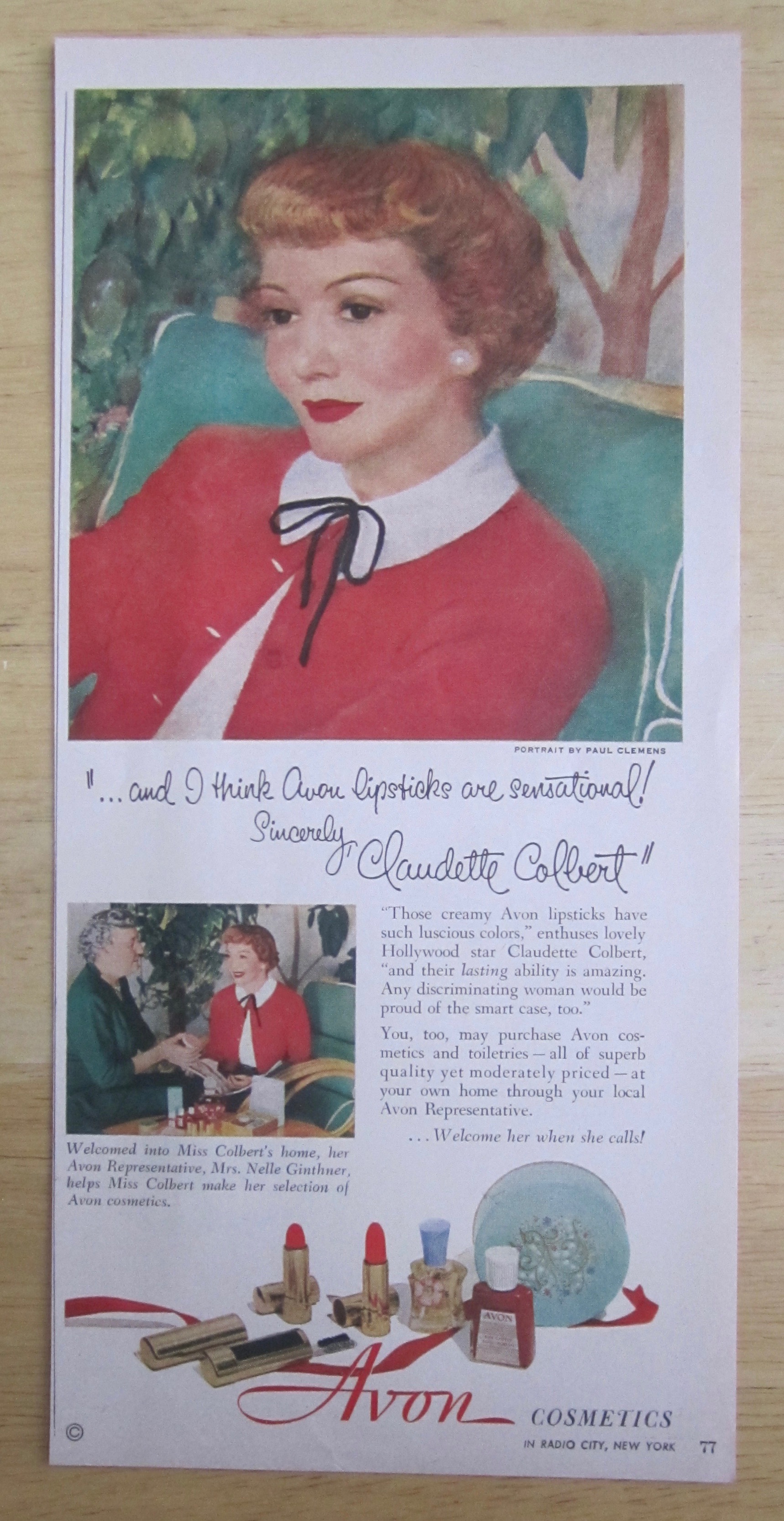 1951 Avon Cosmetics with Claudette Colbert