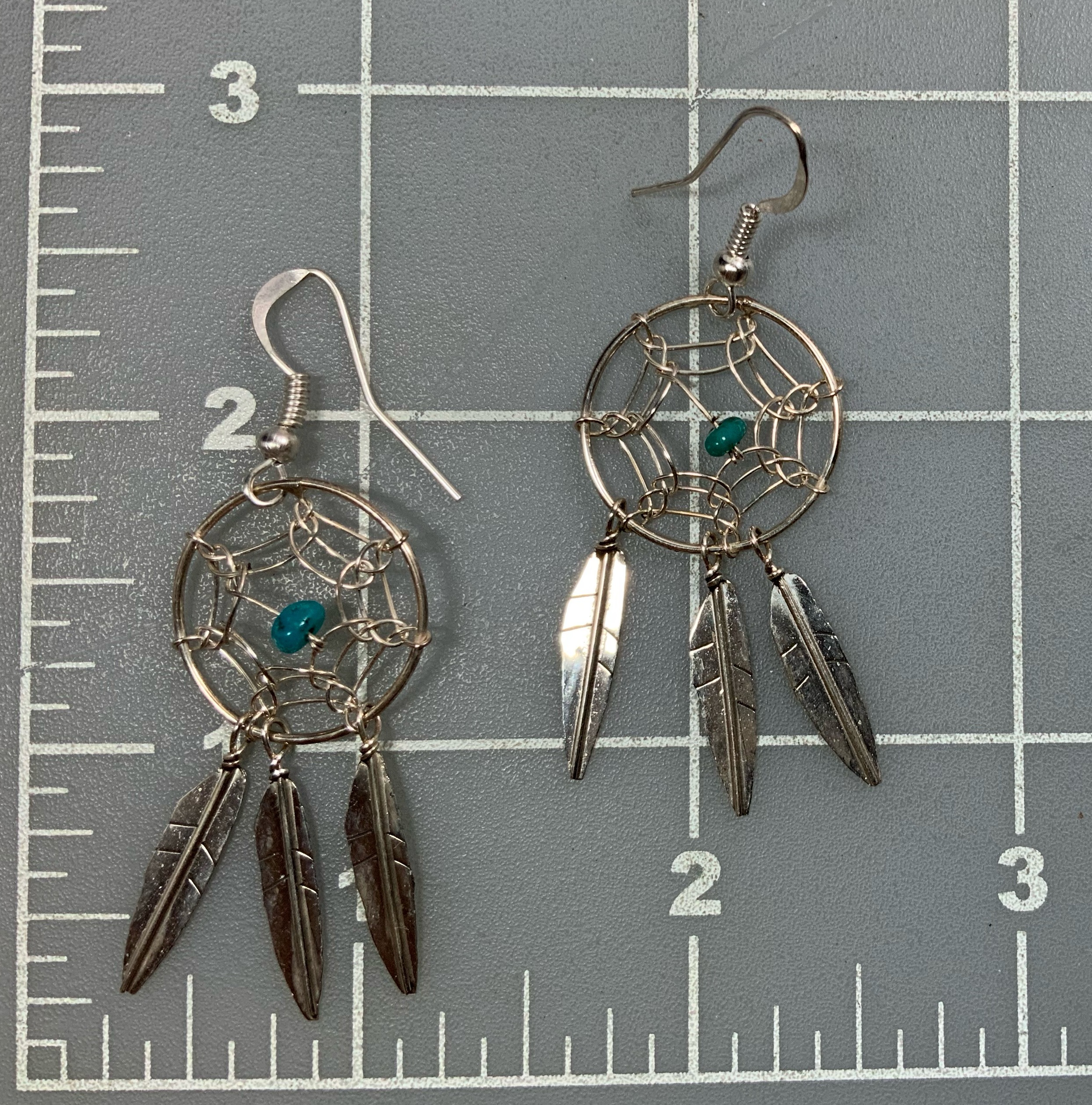 Dreamcatcher Turquoise Sterling Silver Hook Earrings