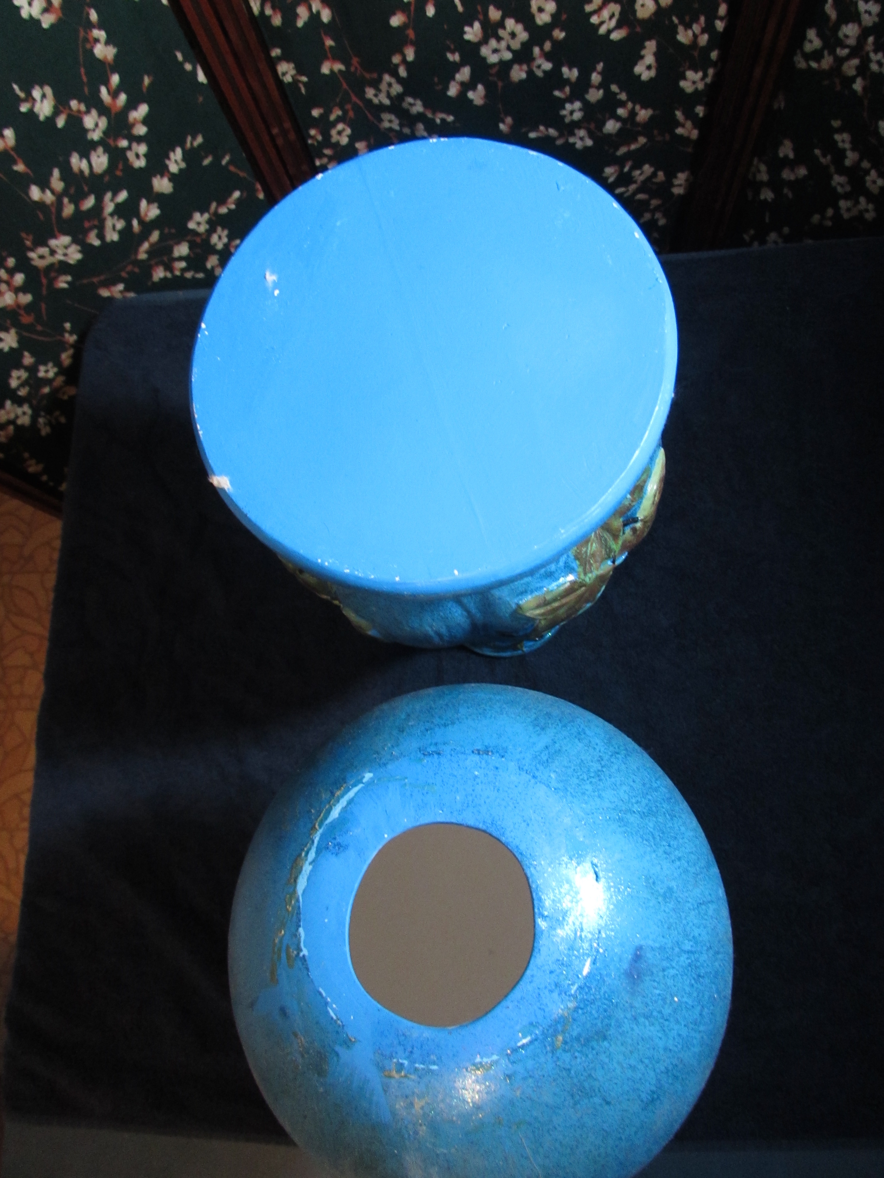 Ceramic Garden Ball and Pedestal circa 1970s