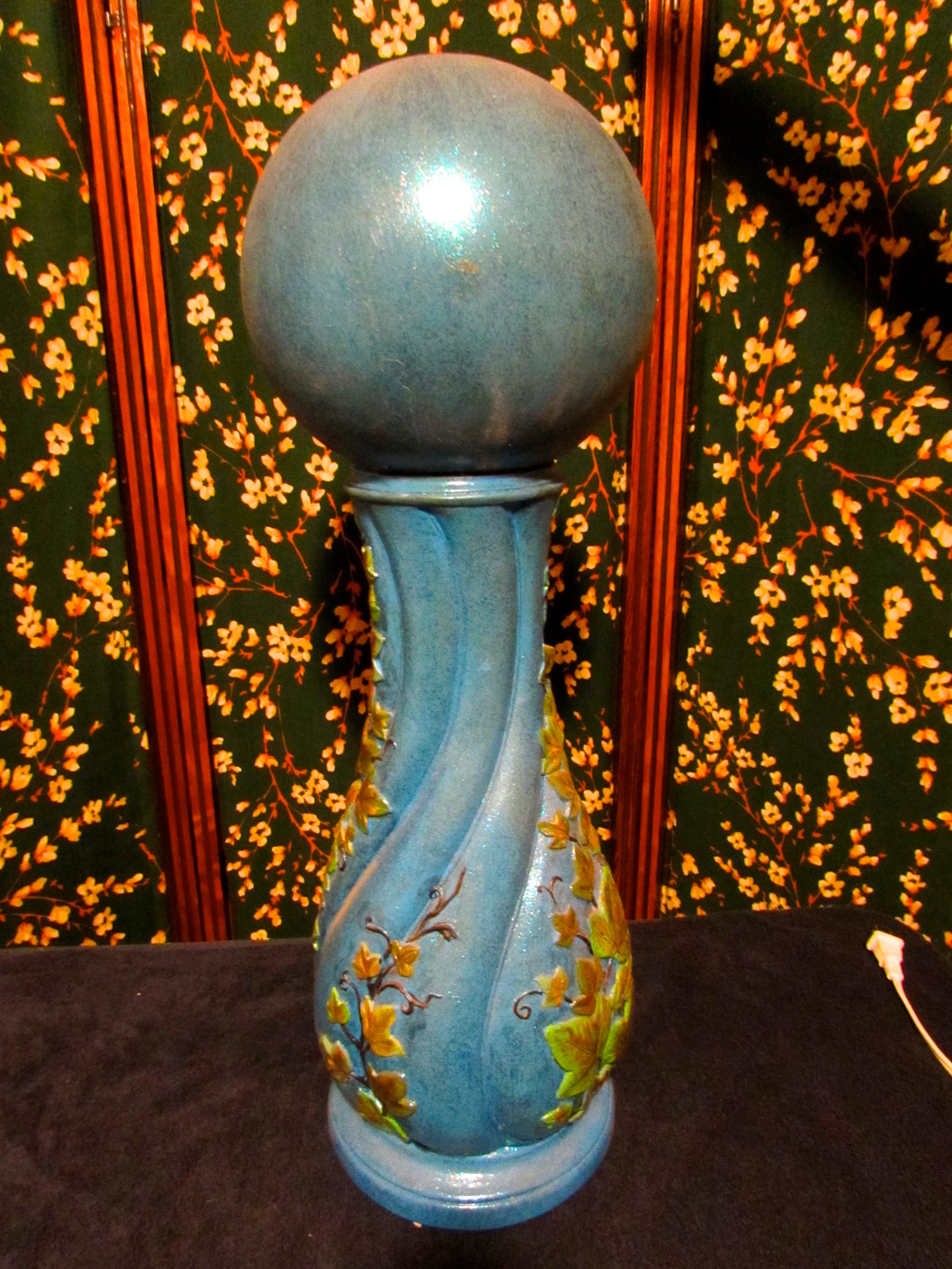 Ceramic Garden Ball and Pedestal circa 1970s
