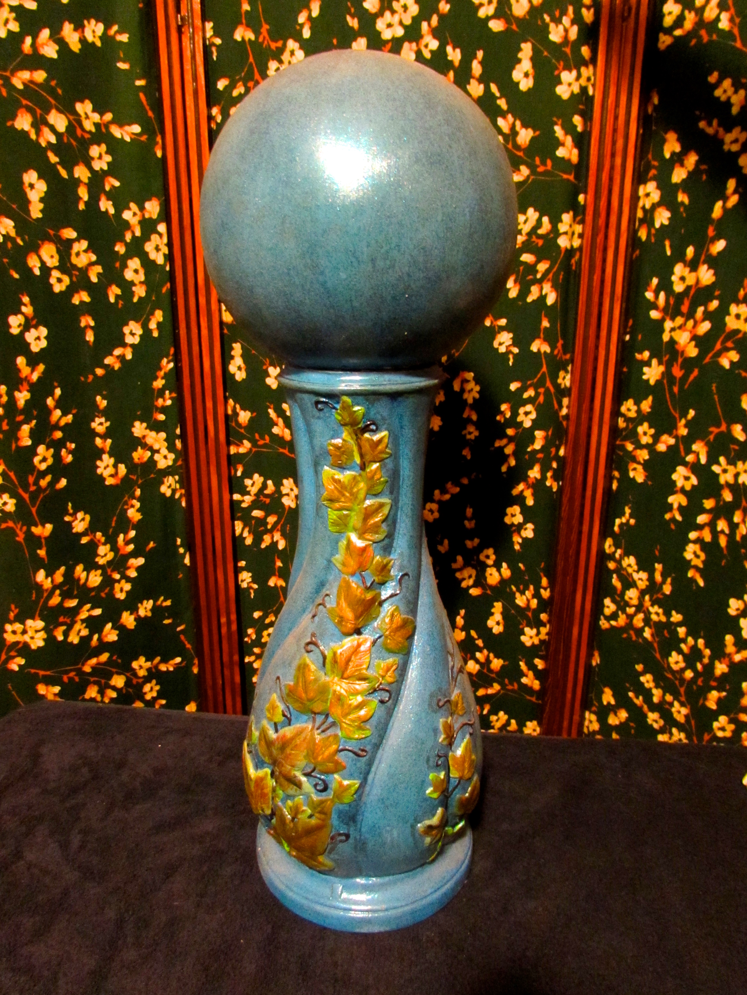 Ceramic Garden Ball and Pedestal circa 1970s