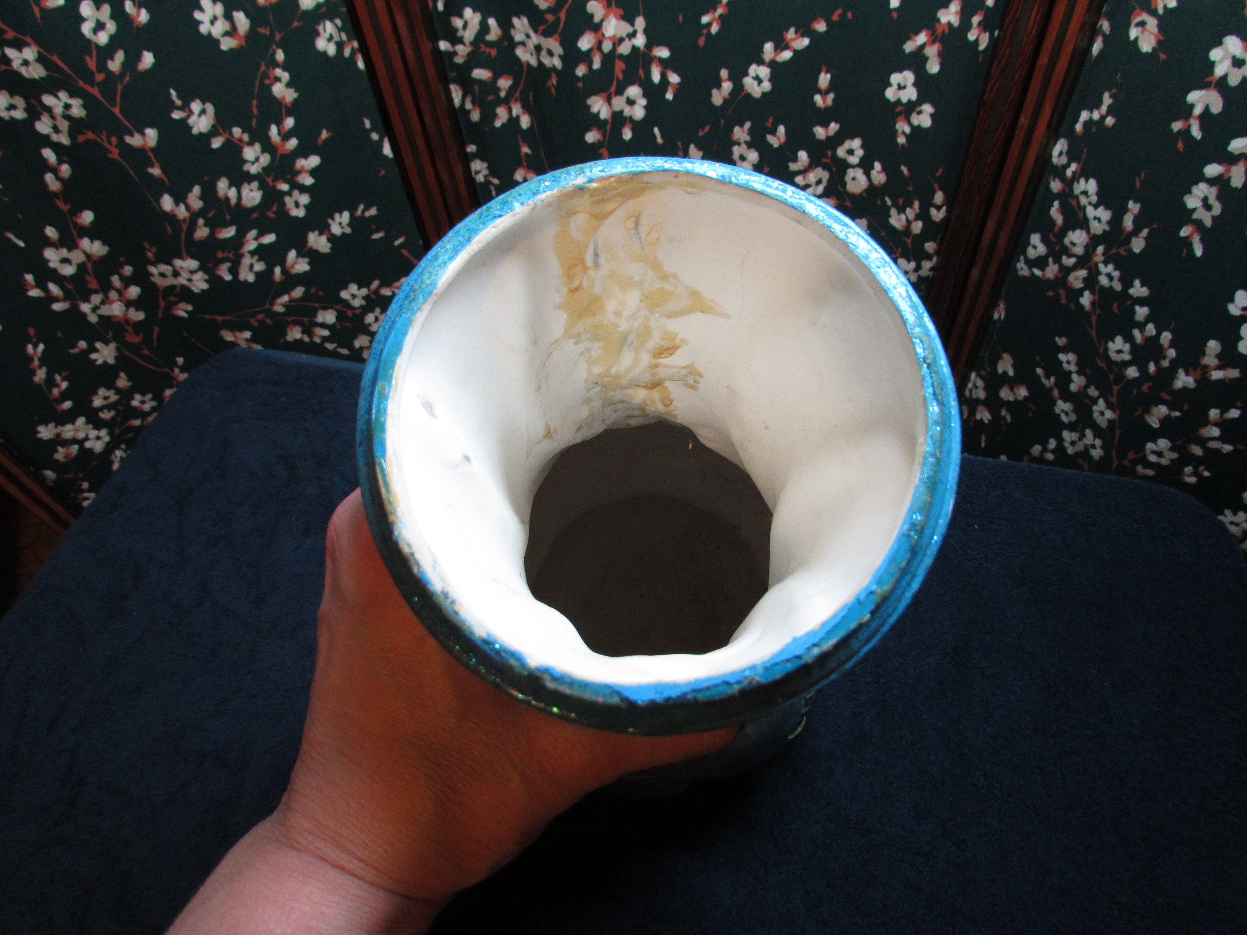 Ceramic Garden Ball and Pedestal circa 1970s