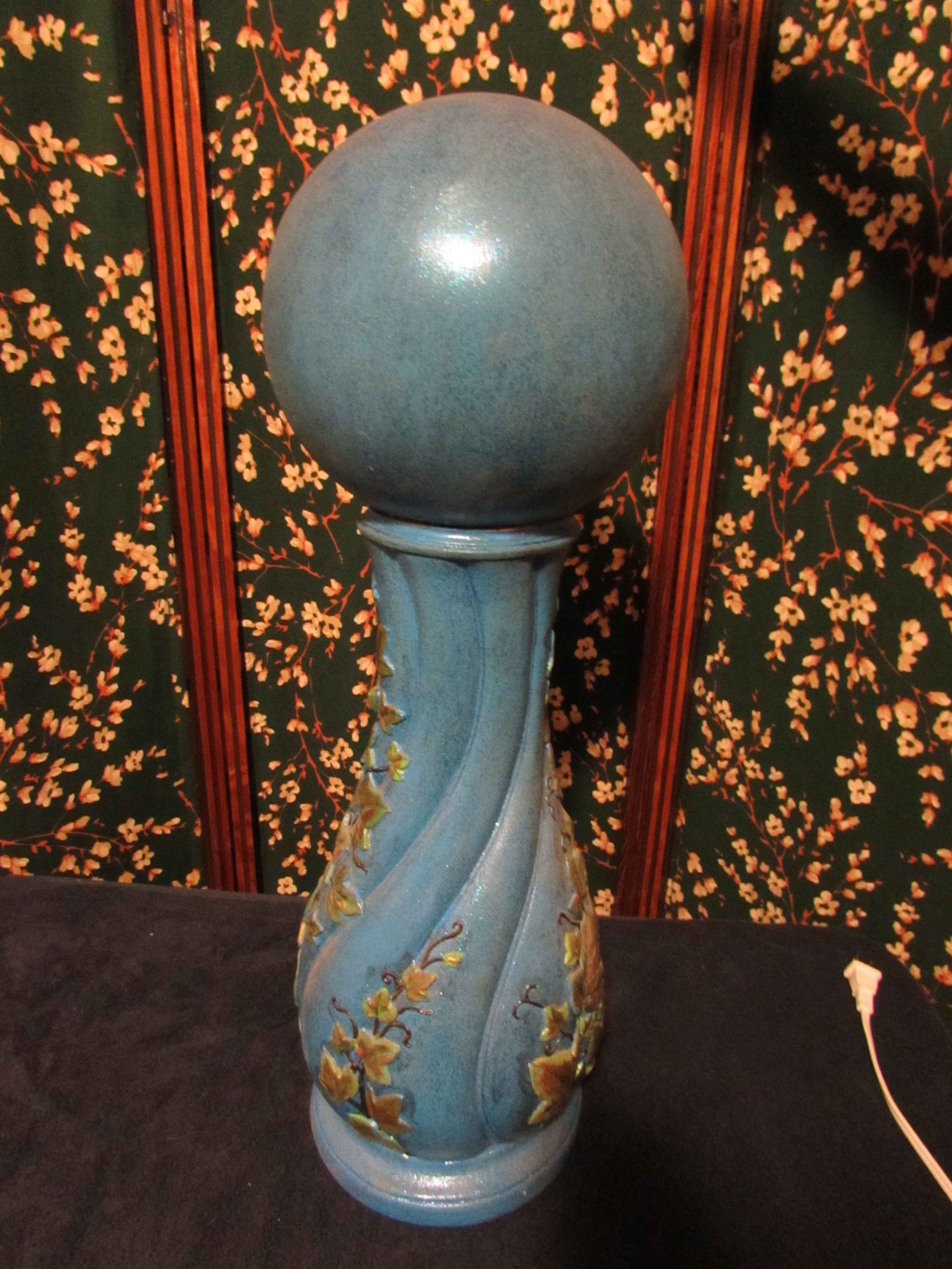 Ceramic Garden Ball and Pedestal circa 1970s