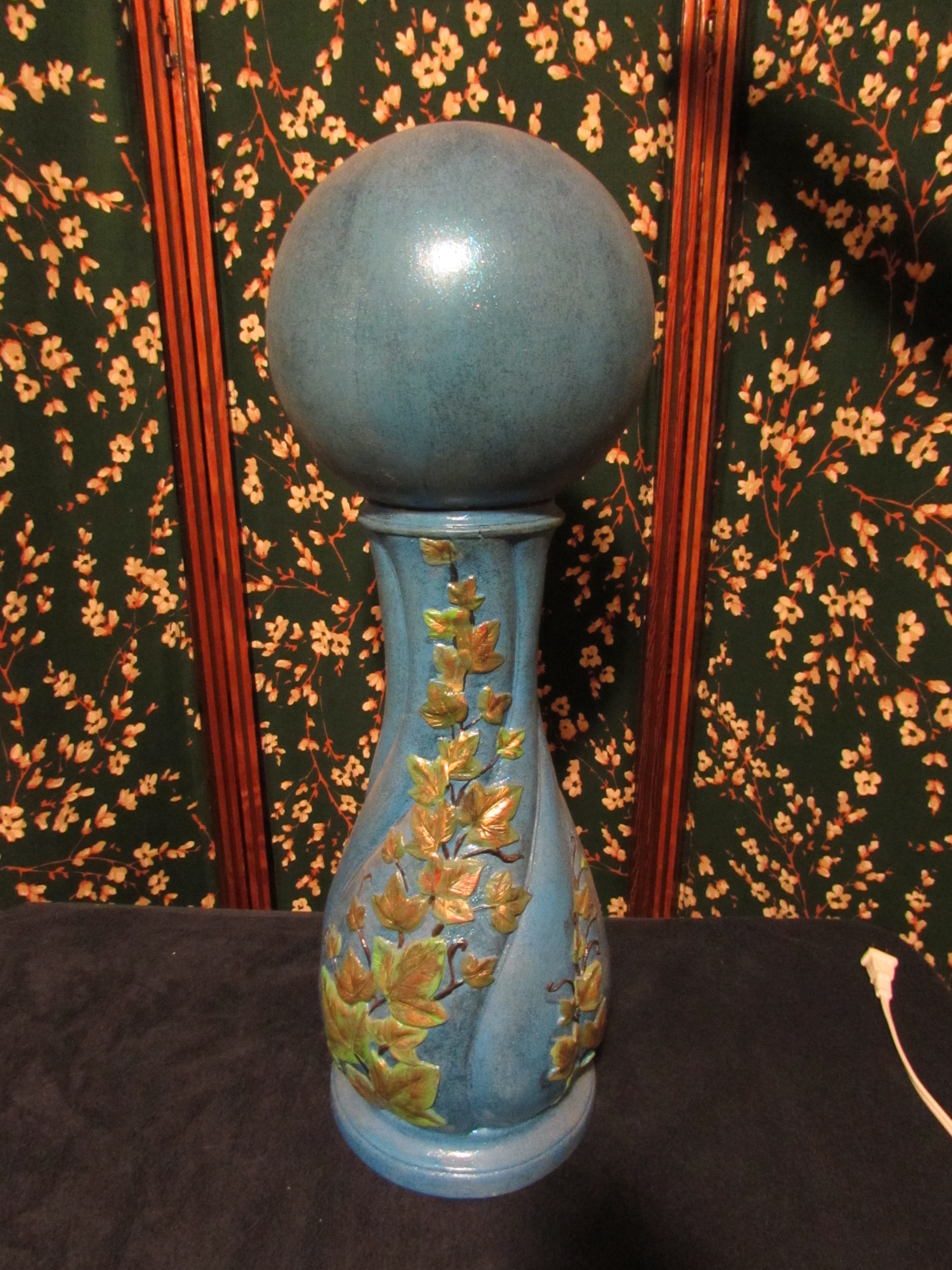 Ceramic Garden Ball and Pedestal circa 1970s