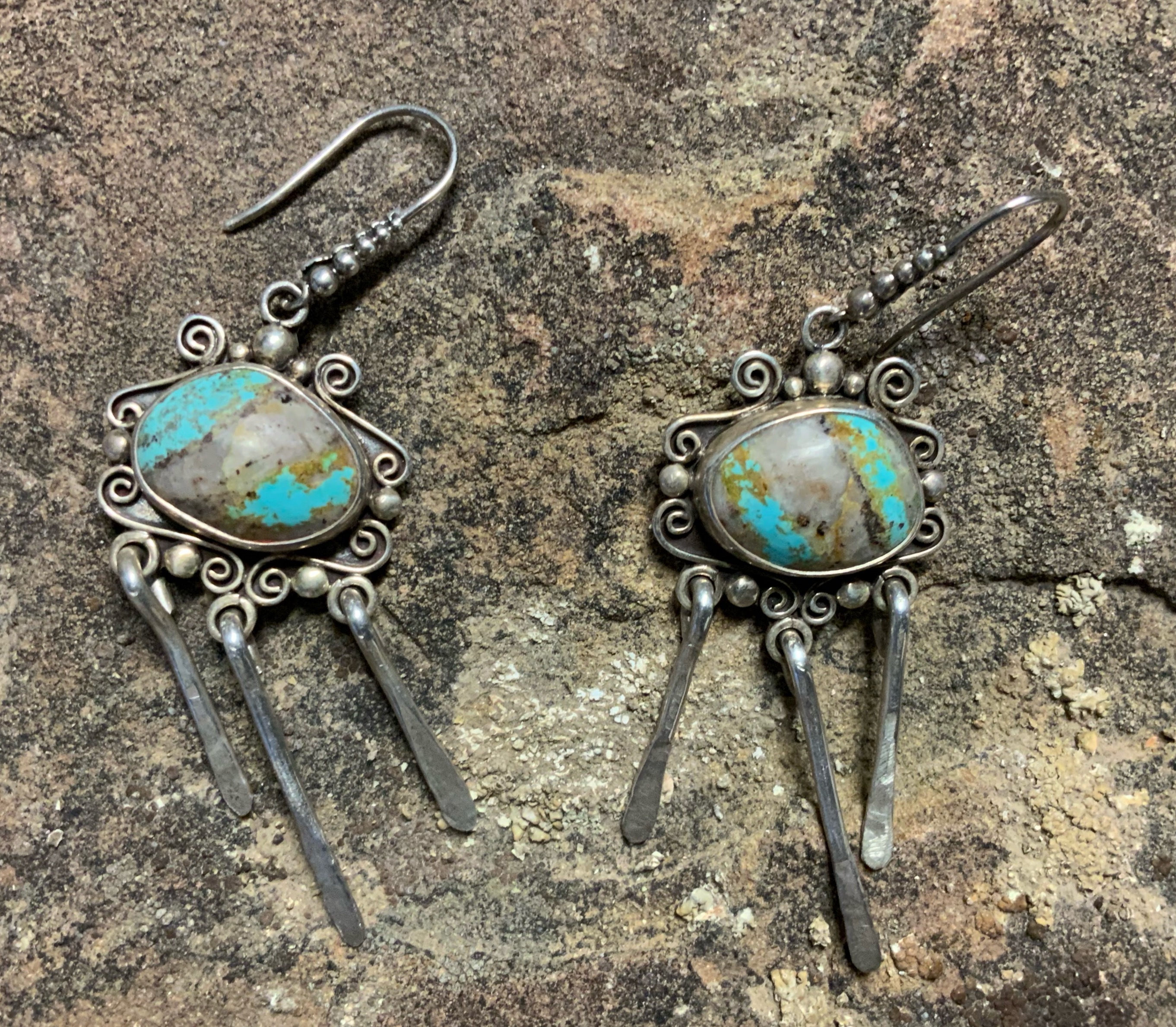 Boulder Turquoise Sterling Silver Hook Earrings