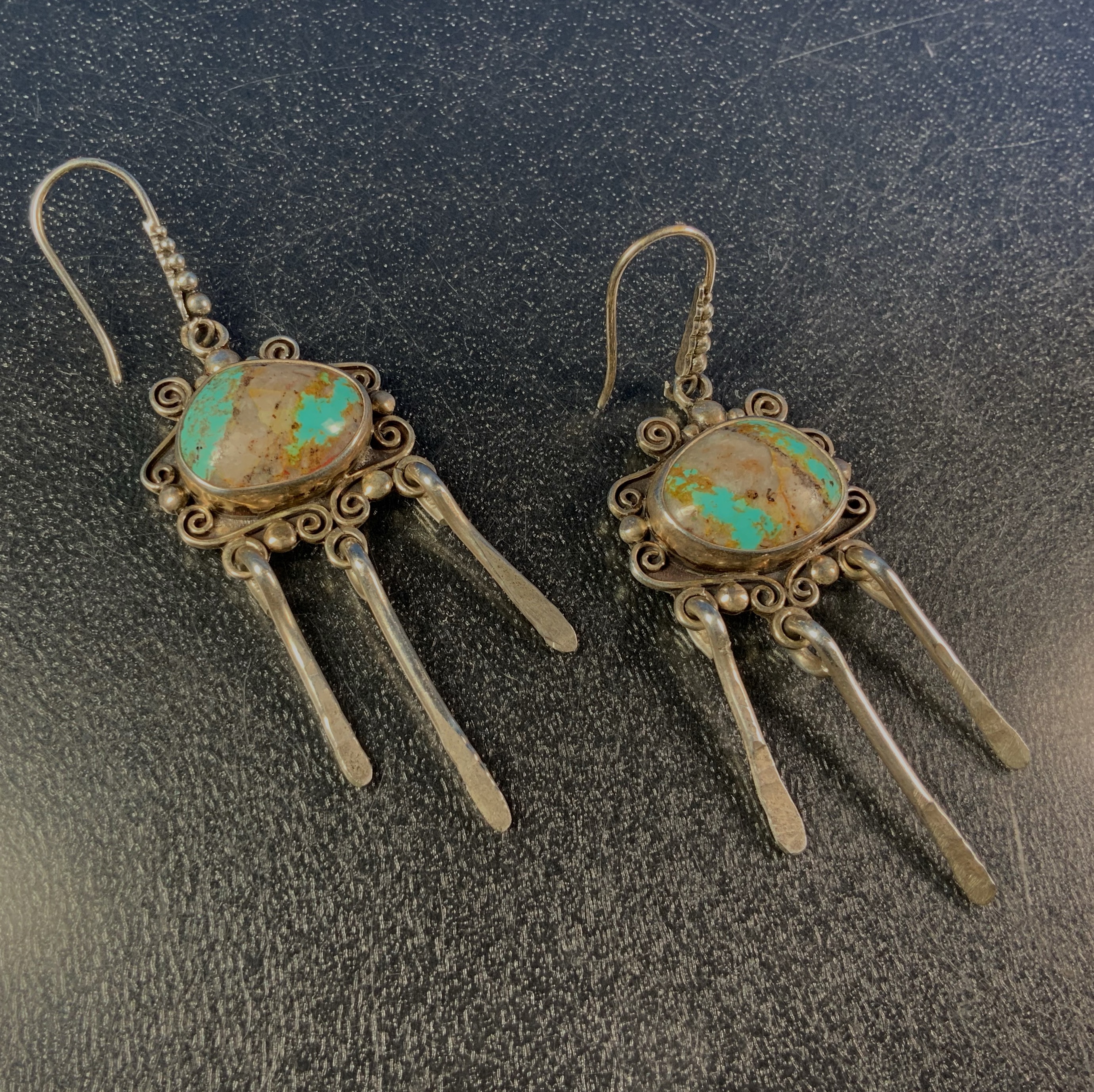 Boulder Turquoise Sterling Silver Hook Earrings