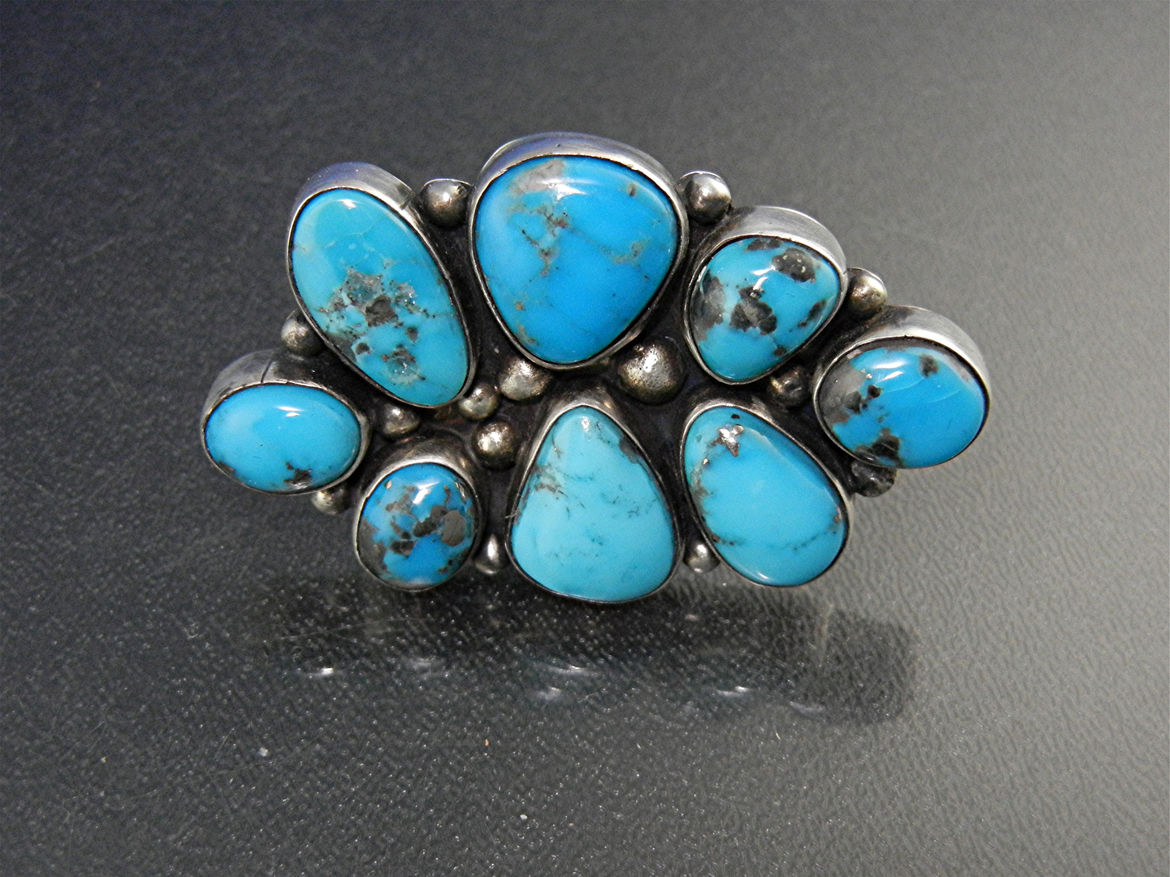 Navajo Sterling Silver Kingman Turquoise Ring Bea Tom