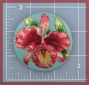 Brooch  Enamel Pink Gold Blue Orchid Pin