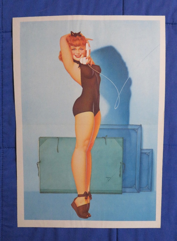 Original 1945 Sexy Pin Up Girl A Lovely Red Haired Woman Talking On The Telephone By George Petty