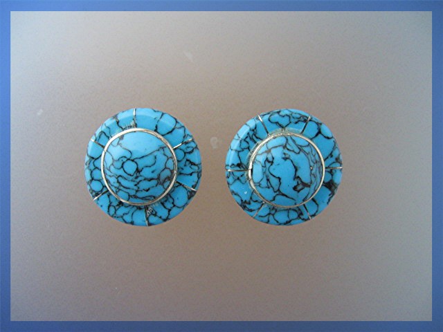 Silver Turquoise Clip Earrings