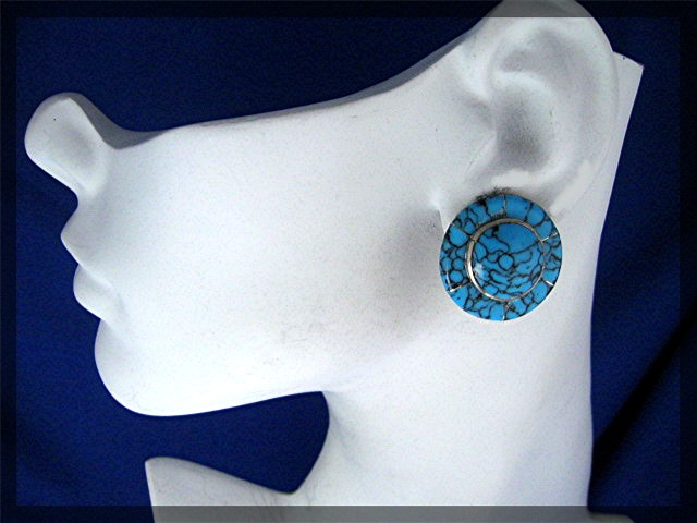Silver Turquoise Clip Earrings