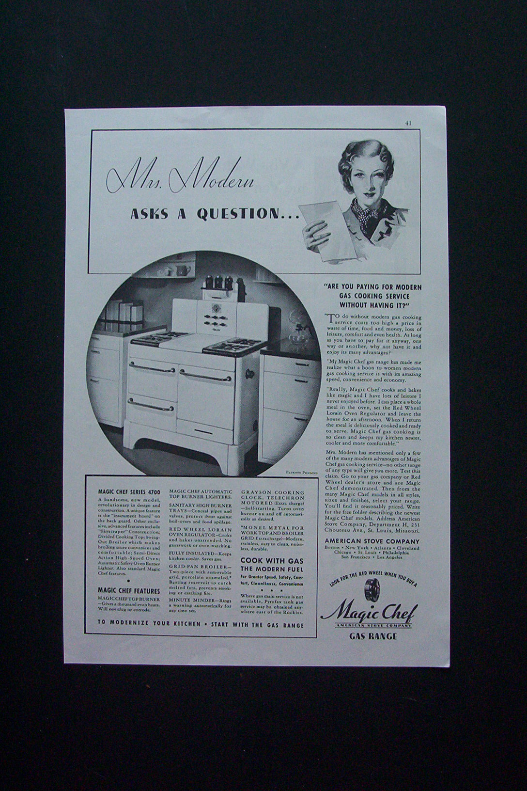 1936 Magic Chef Gas Range with Magic Chef Series 4700
