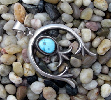 S JACK Sterling Silver Turquoise Native Americn Pendant