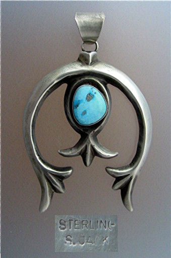 S JACK Sterling Silver Turquoise Native Americn Pendant