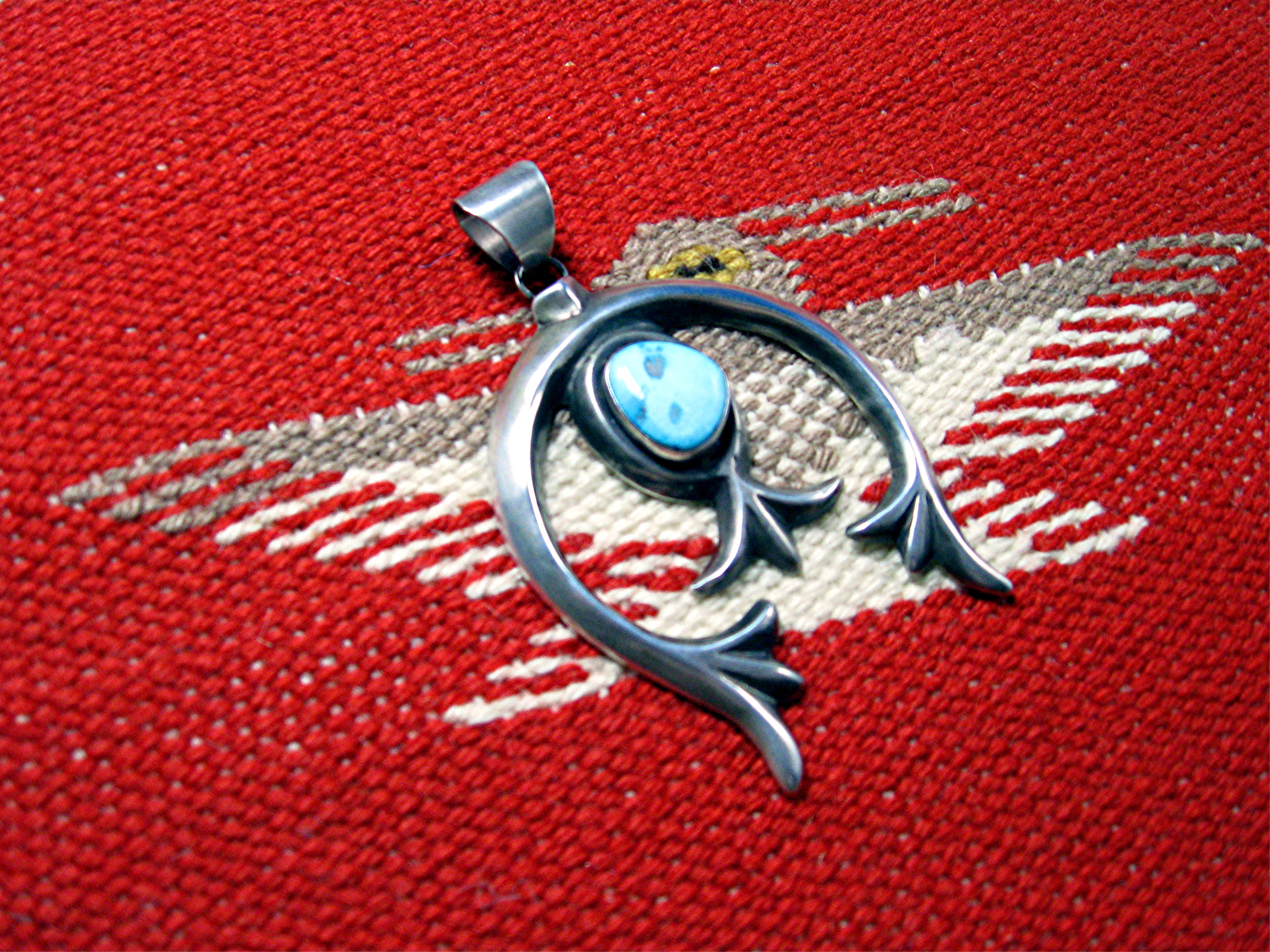 S JACK Sterling Silver Turquoise Native Americn Pendant