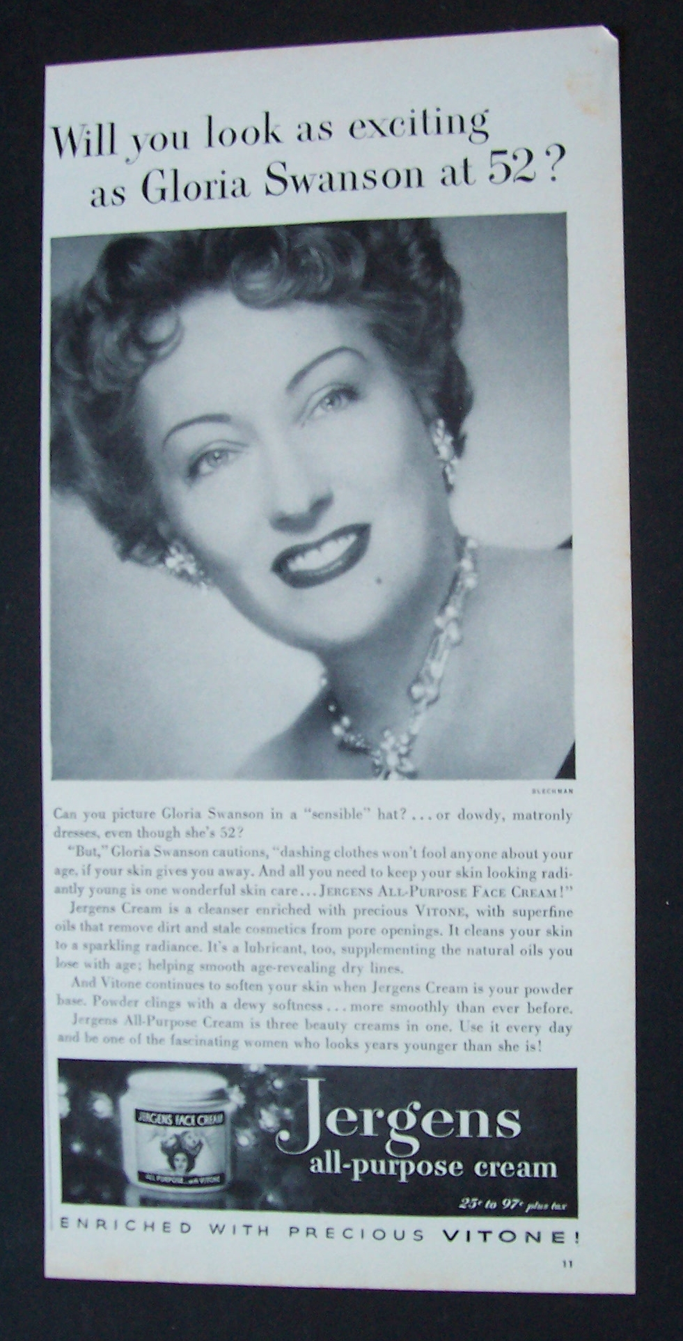 1951  Jergens  Face Cream with Gloria Swanson
