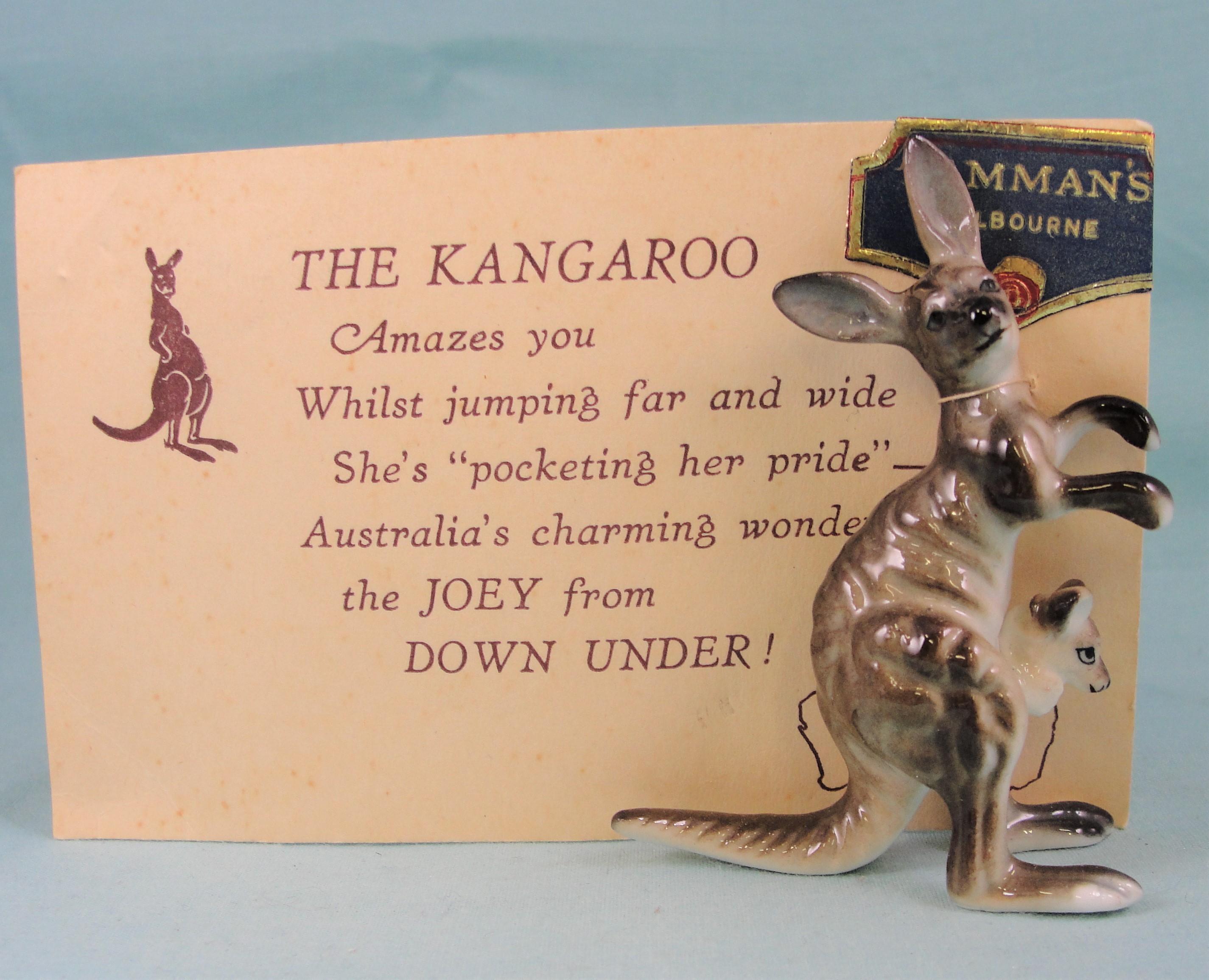 Bone China Miniature Kangaroo on Card