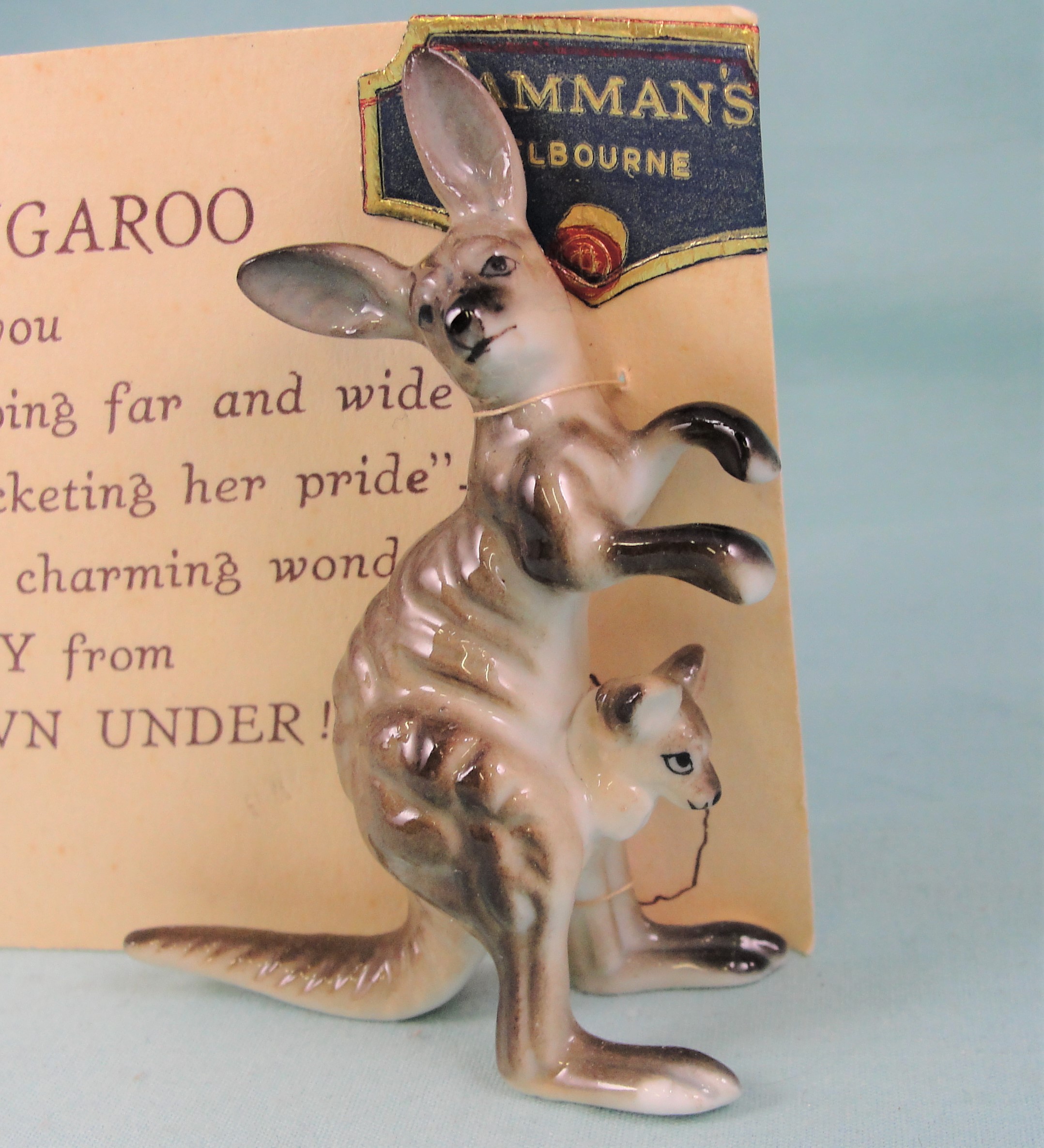 Bone China Miniature Kangaroo on Card