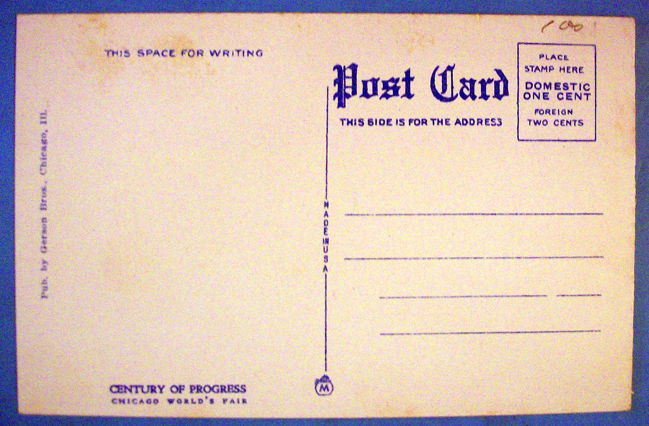 1933 Century of Progress Swedish Pavilion Postcard