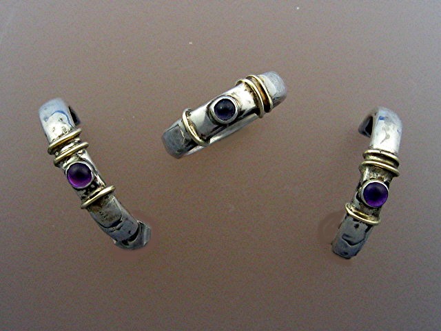 Earrings 14K Gold Sterling Silver Amethyst AND Ring