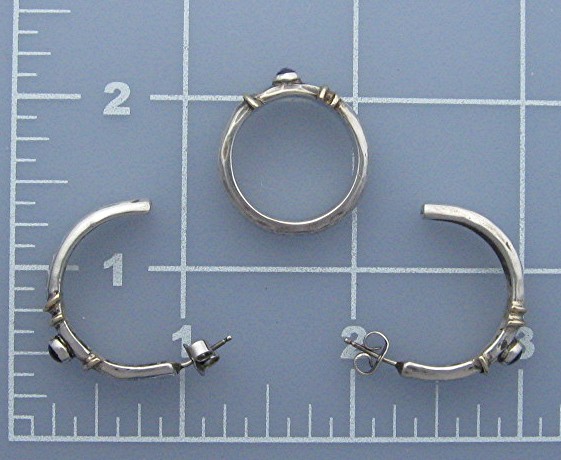 Earrings 14K Gold Sterling Silver Amethyst  AND Ring