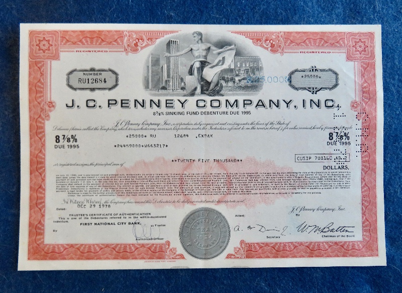 1978 J. C. Penney Company Incorporated Stock Certificate