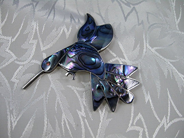 Taxco Mexico TR-18 and A5R Abalone Sterling Silver Pin