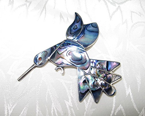 Taxco Mexico TR-18 and A5R Abalone Sterling Silver Pin