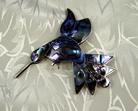 Taxco Mexico TR-18 and A5R Abalone Sterling Silver Pin