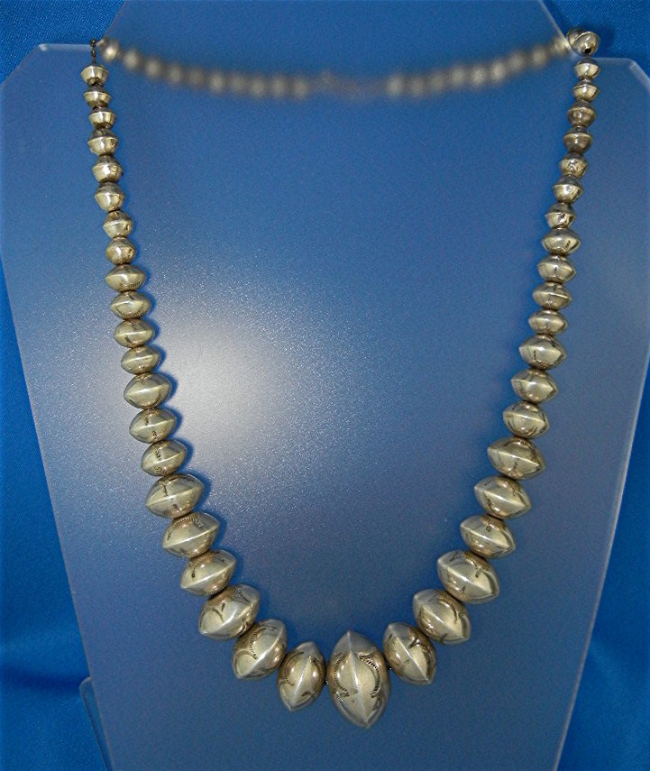 Navajo Pearls Sterling Silver Necklace 72 Grams