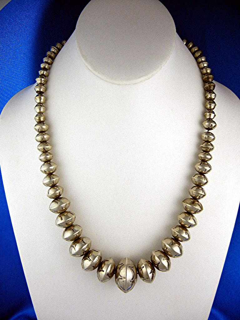 Navajo Pearls Sterling Silver Necklace 72 Grams