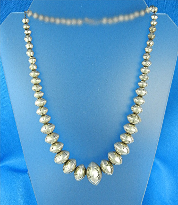 Navajo Pearls Sterling Silver Necklace 72 Grams