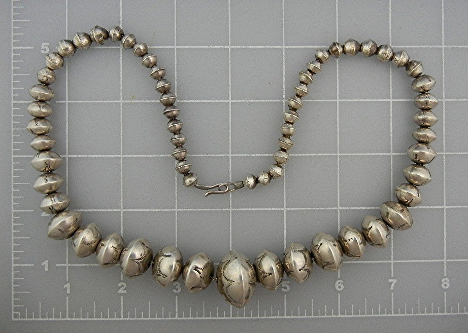 Navajo Pearls Sterling Silver Necklace 72 Grams