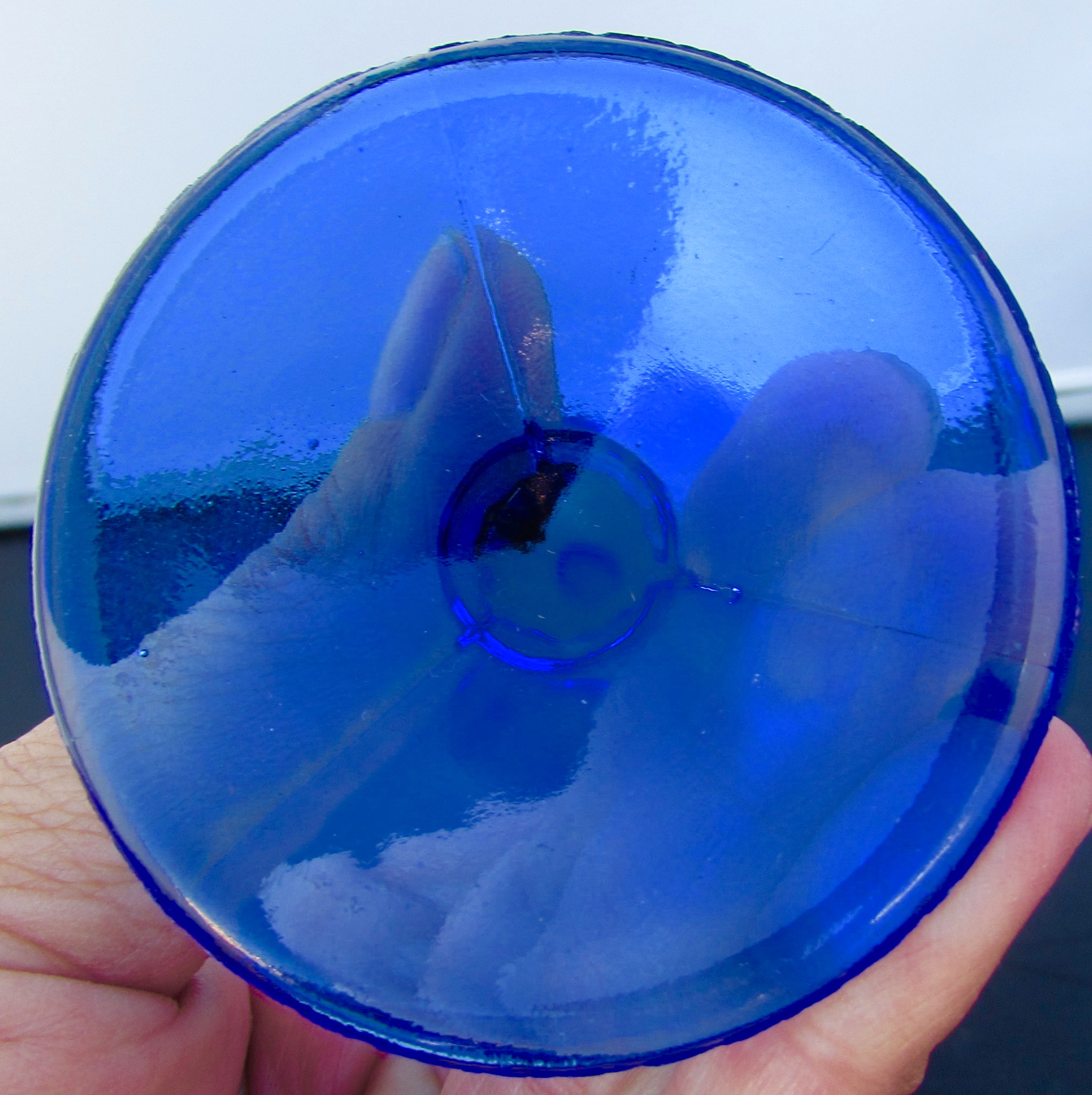 Cobalt Blue glass footed with gold trim
