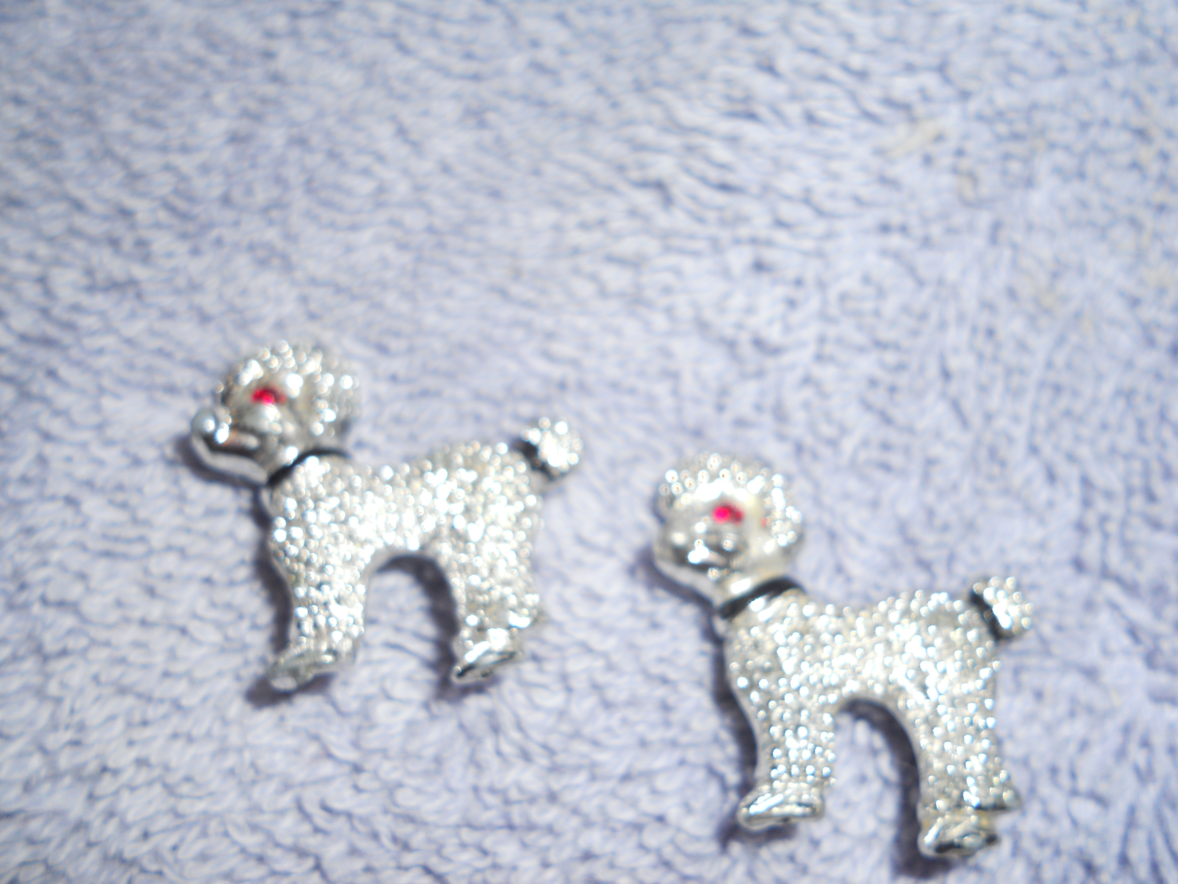 Poodle Pins Red Rhinestone Eye Silver Tone 2