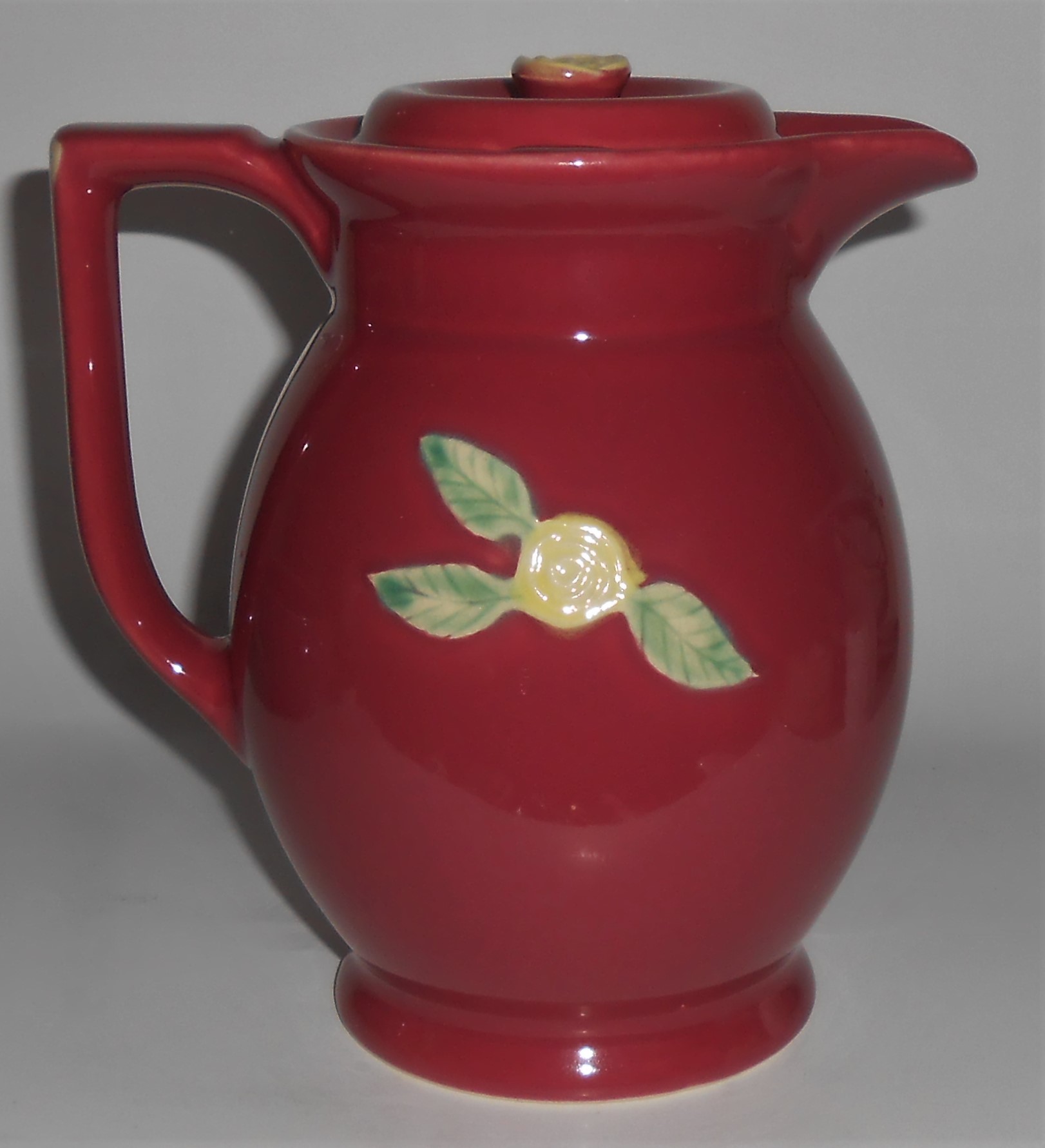 Coors Pottery Rosebud Large Red Covered Pitcher