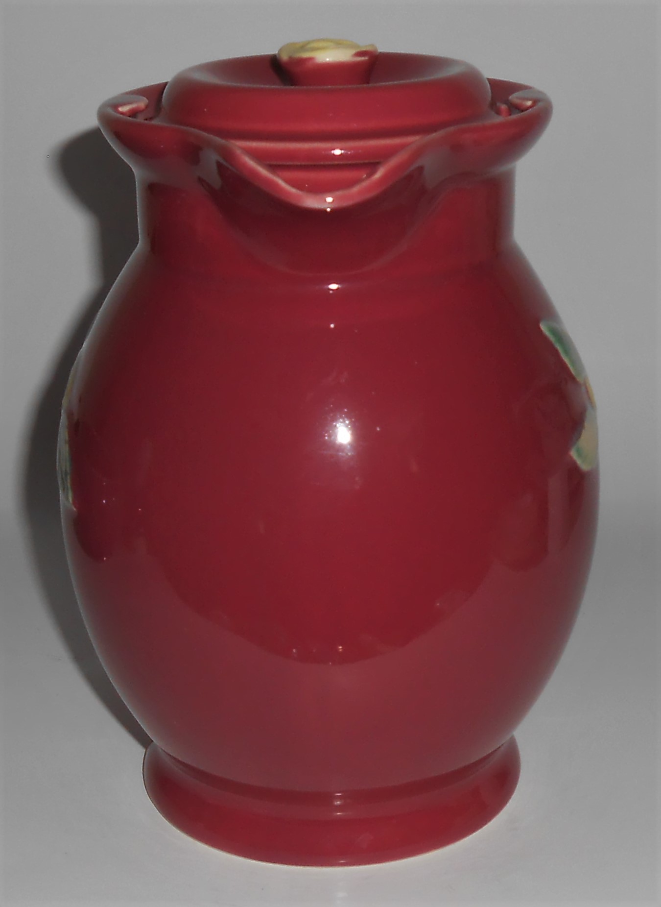 Coors Pottery Rosebud Large Red Covered Pitcher