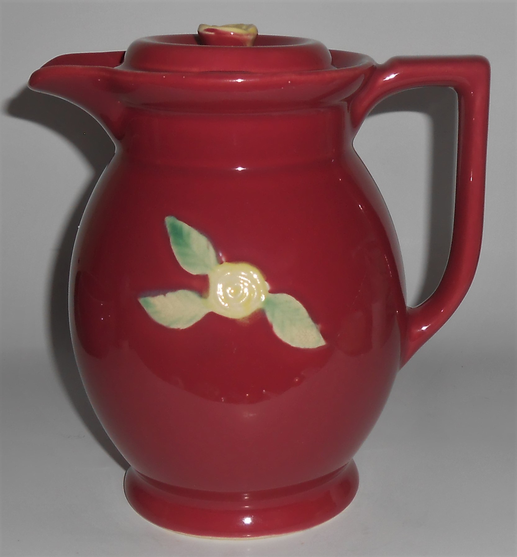Coors Pottery Rosebud Large Red Covered Pitcher
