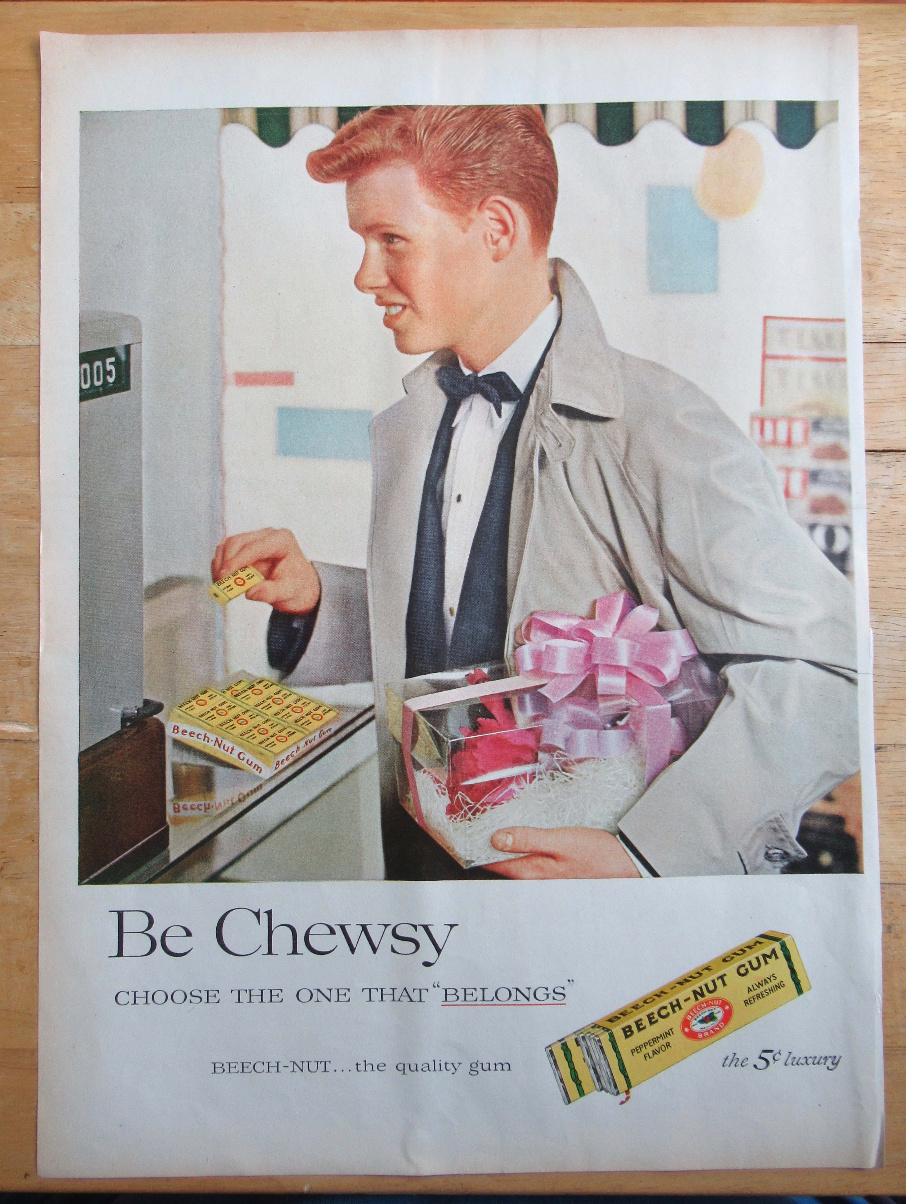 1957 Beech Nut Gum with Boy Buying a Pack of Gum