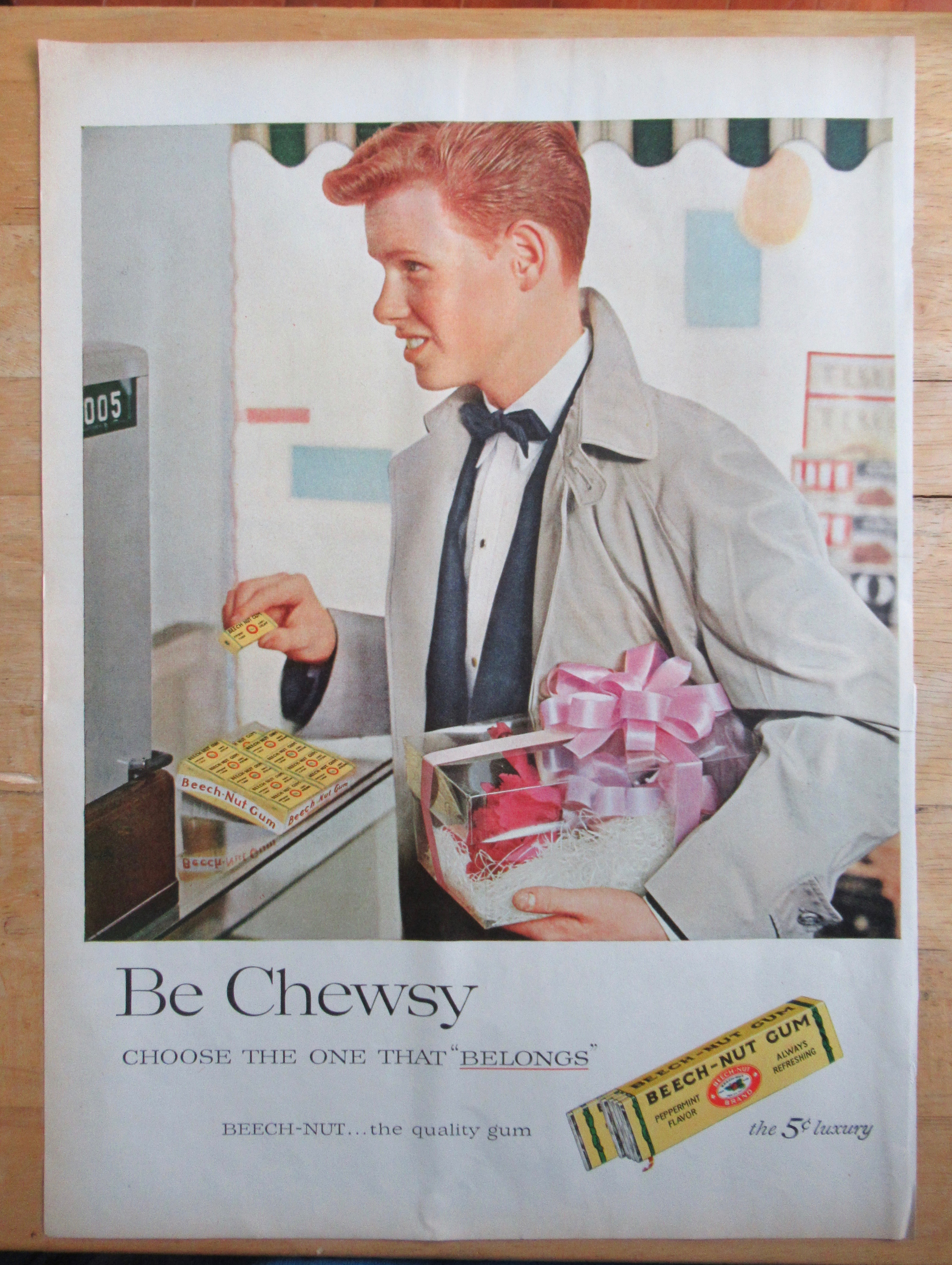 1957 Beech Nut Gum with Boy Buying a Pack of Gum