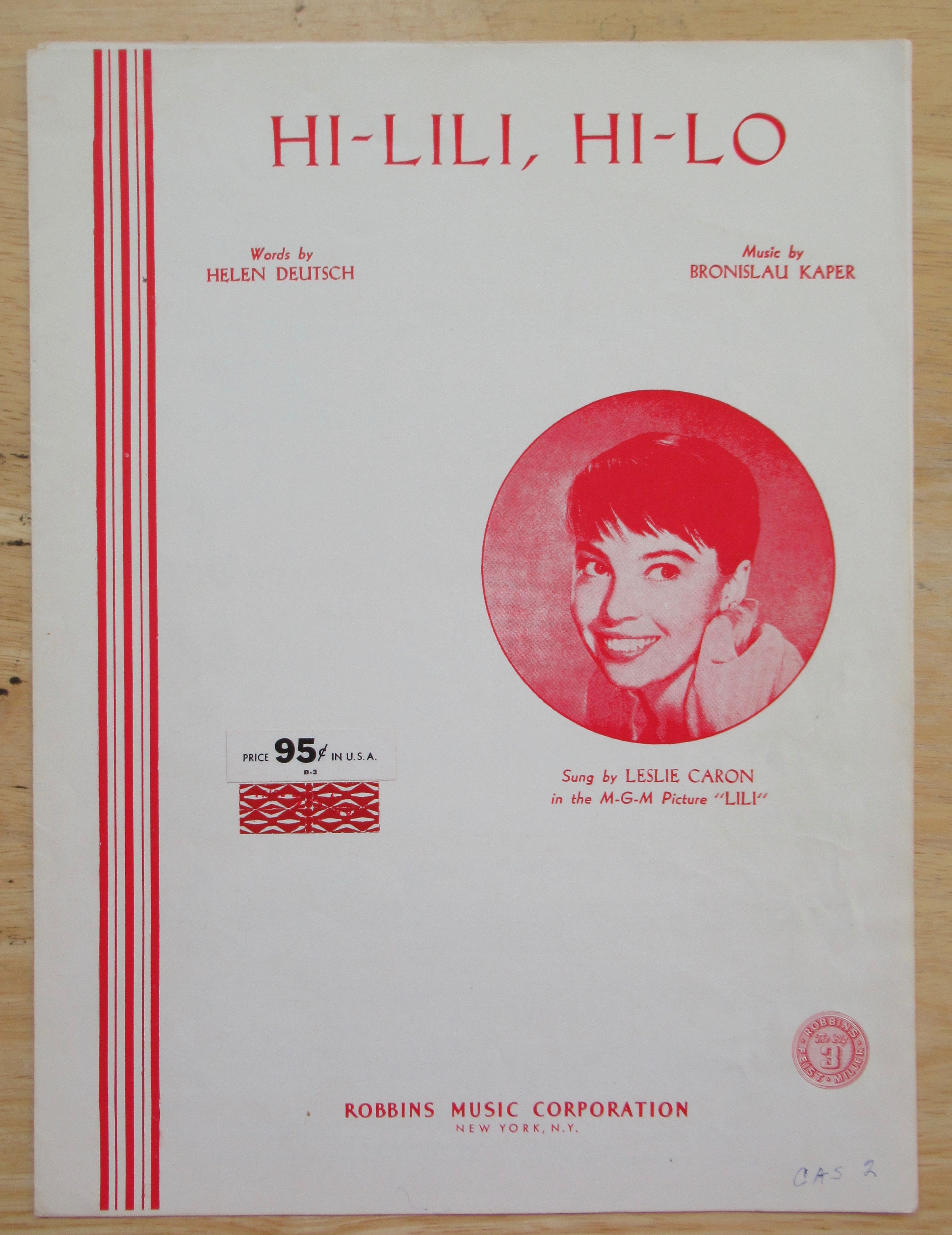 1952 Hi-Lili, Hi-Lo Sheet Music
