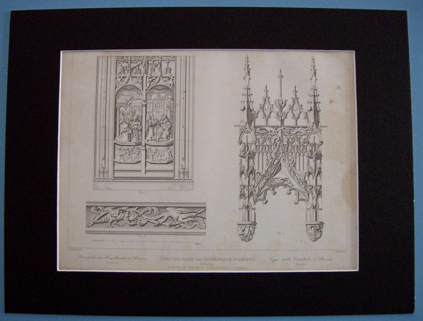 Stalles, Dans La Cathedrale D'Amiens (1852 Lithograph)