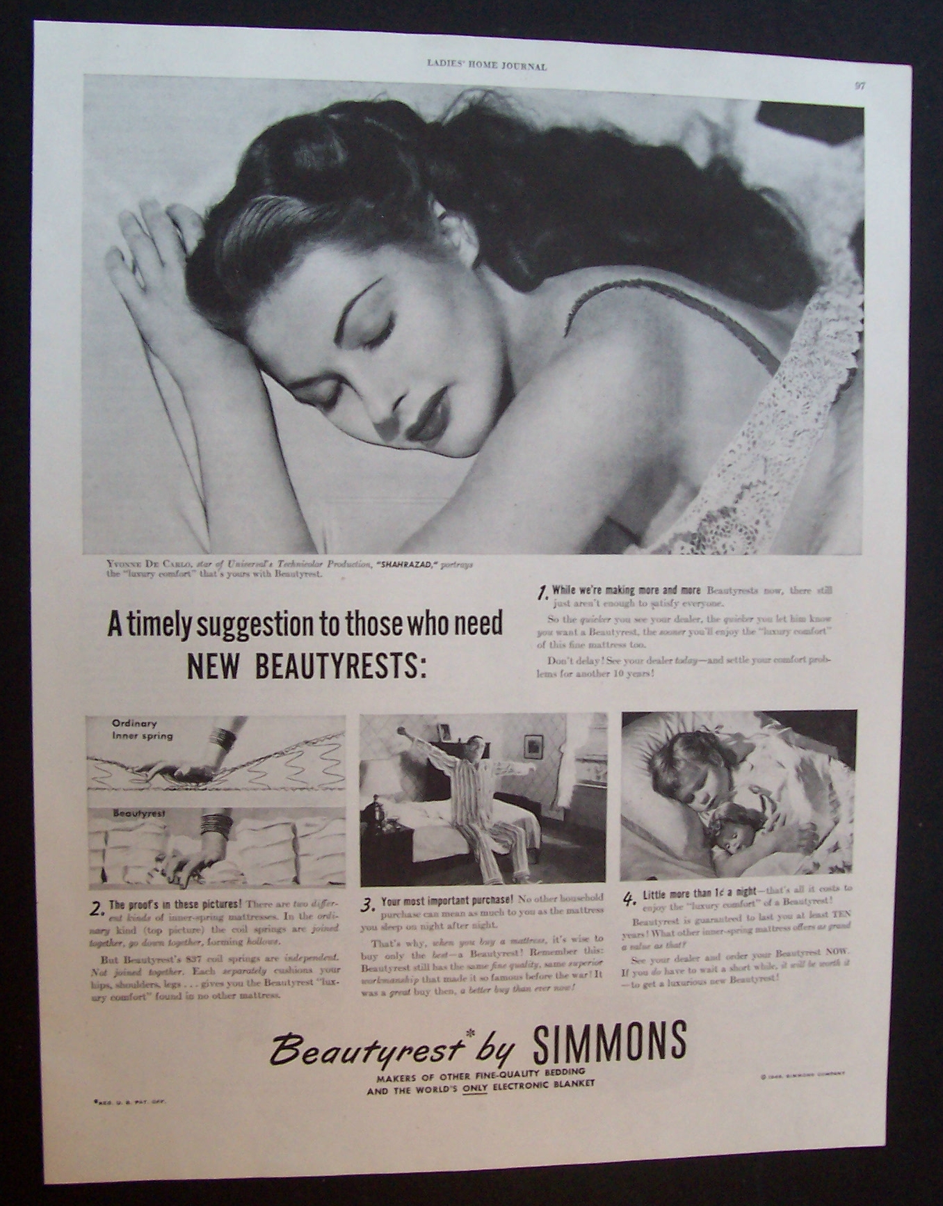 1946 Beautyrest By Simmons with Yvonne De Carlo
