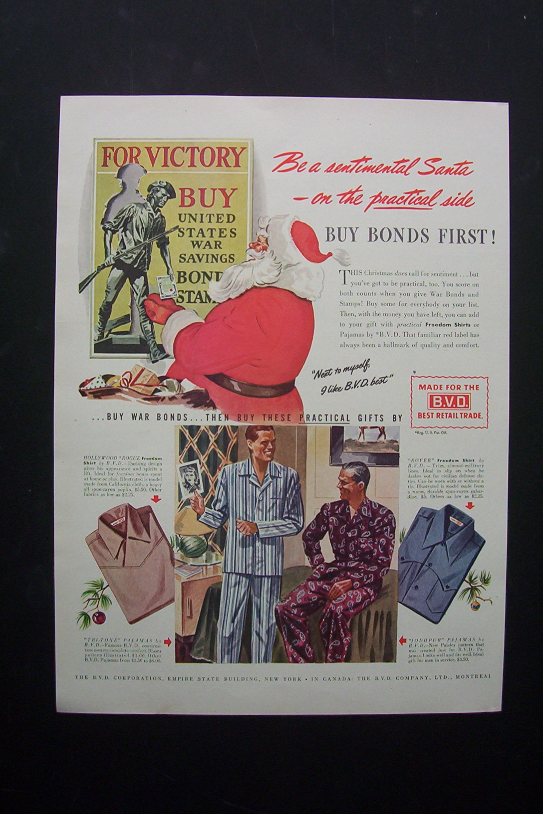 1944 B.V.D. Clothing with Men In Pajamas