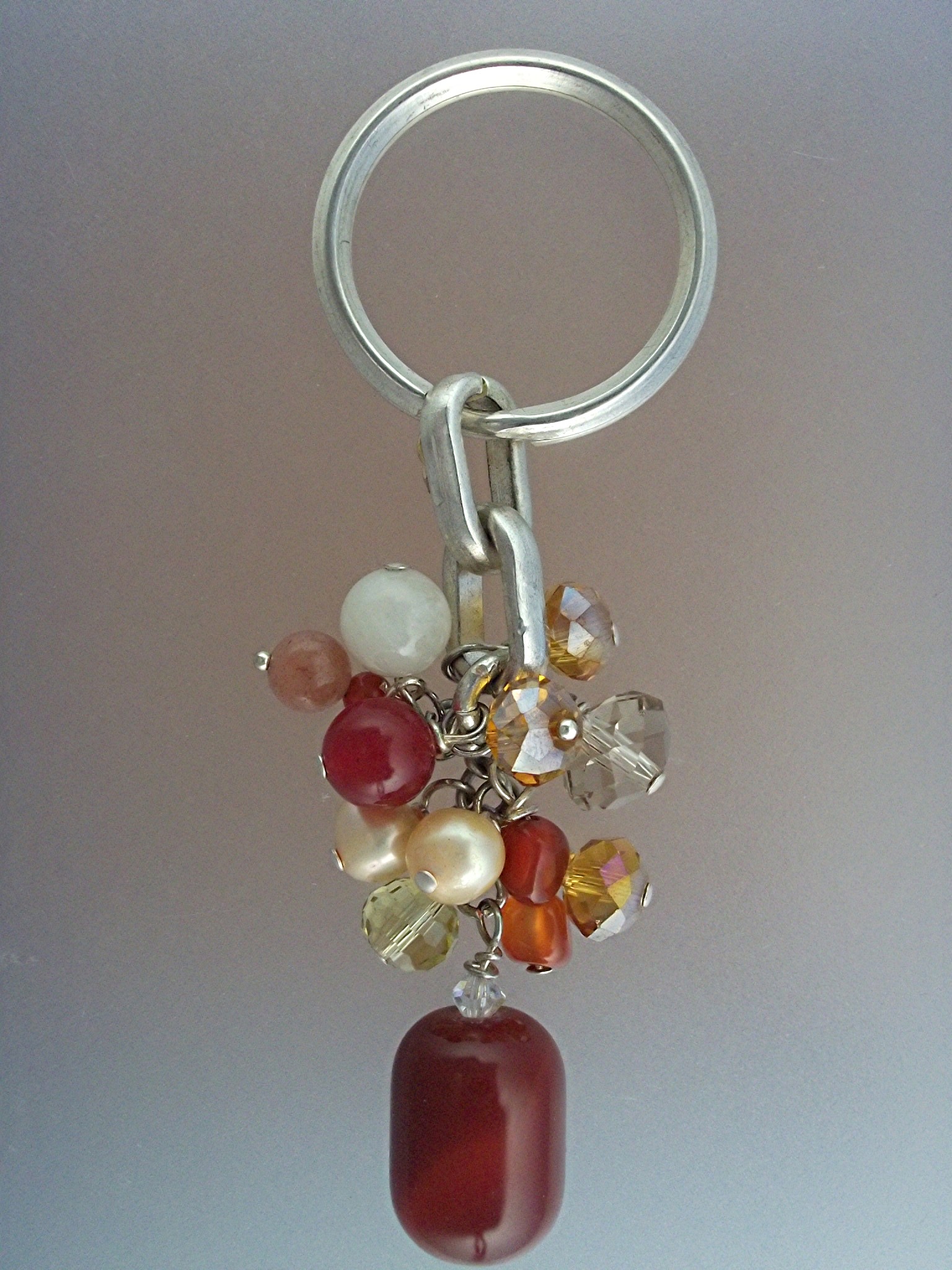 Key Ring Carnelian Freshwater Pearls Citrine Crystals