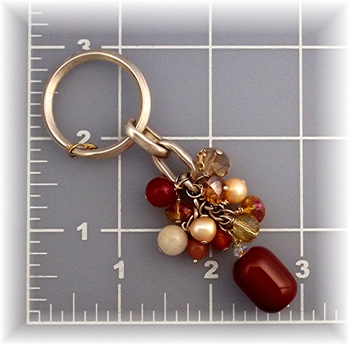 Key Ring Carnelian Freshwater Pearls Citrine Crystals