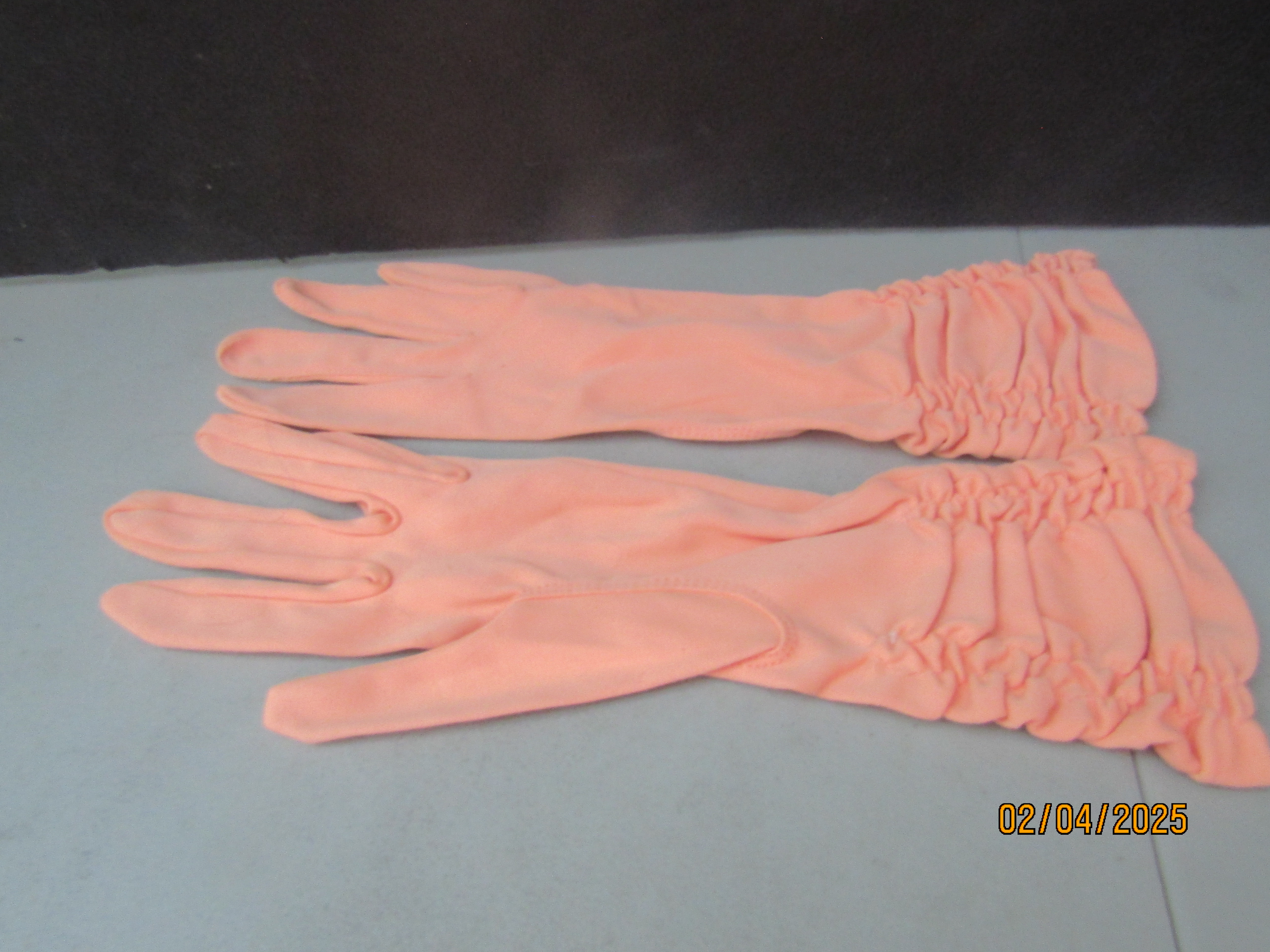 Vintage Ladies Orange 100% Nylon Long Gloves
