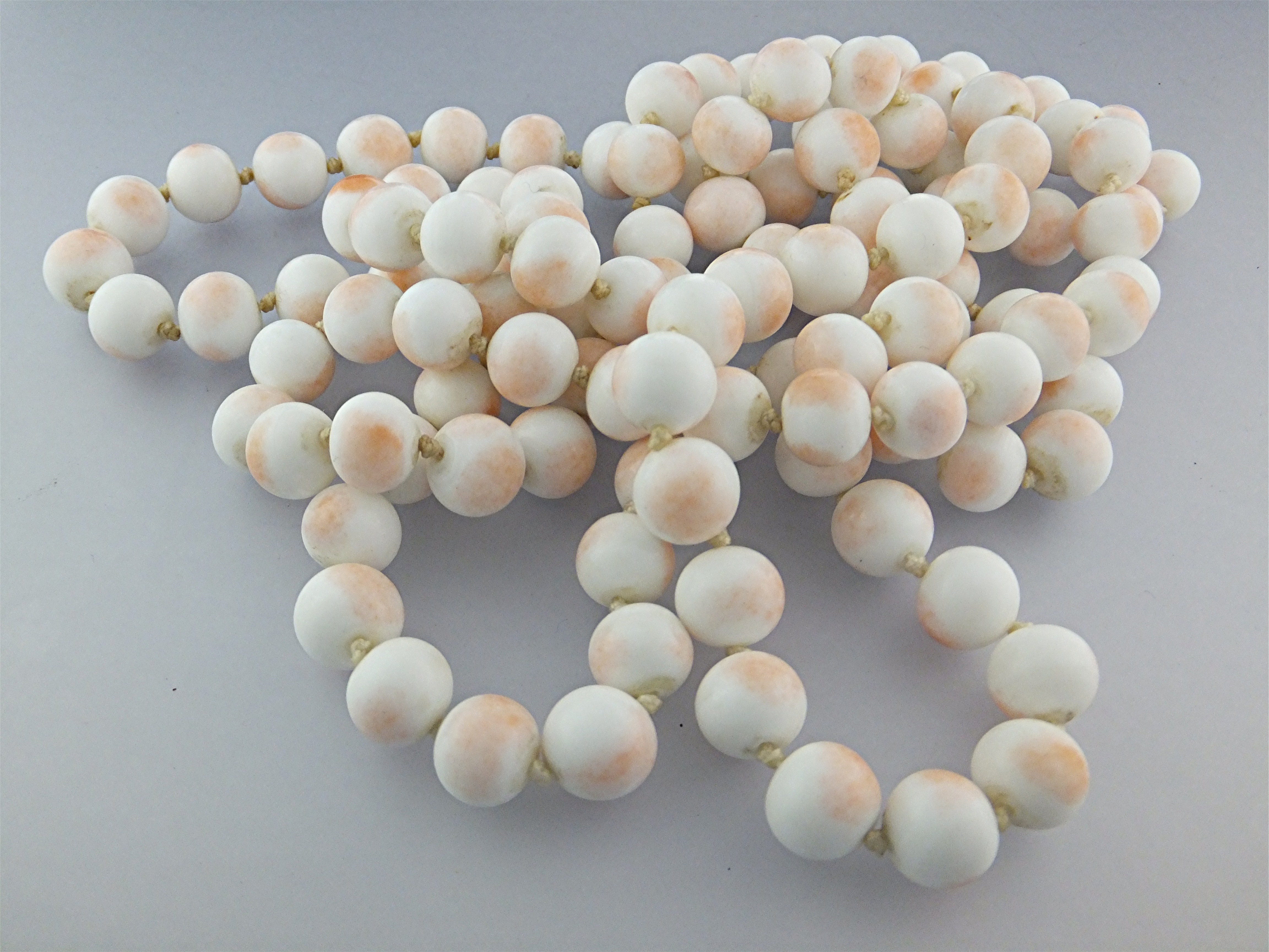 Necklace Angelskin Coral Hand Knotted 8.6mm  Beads