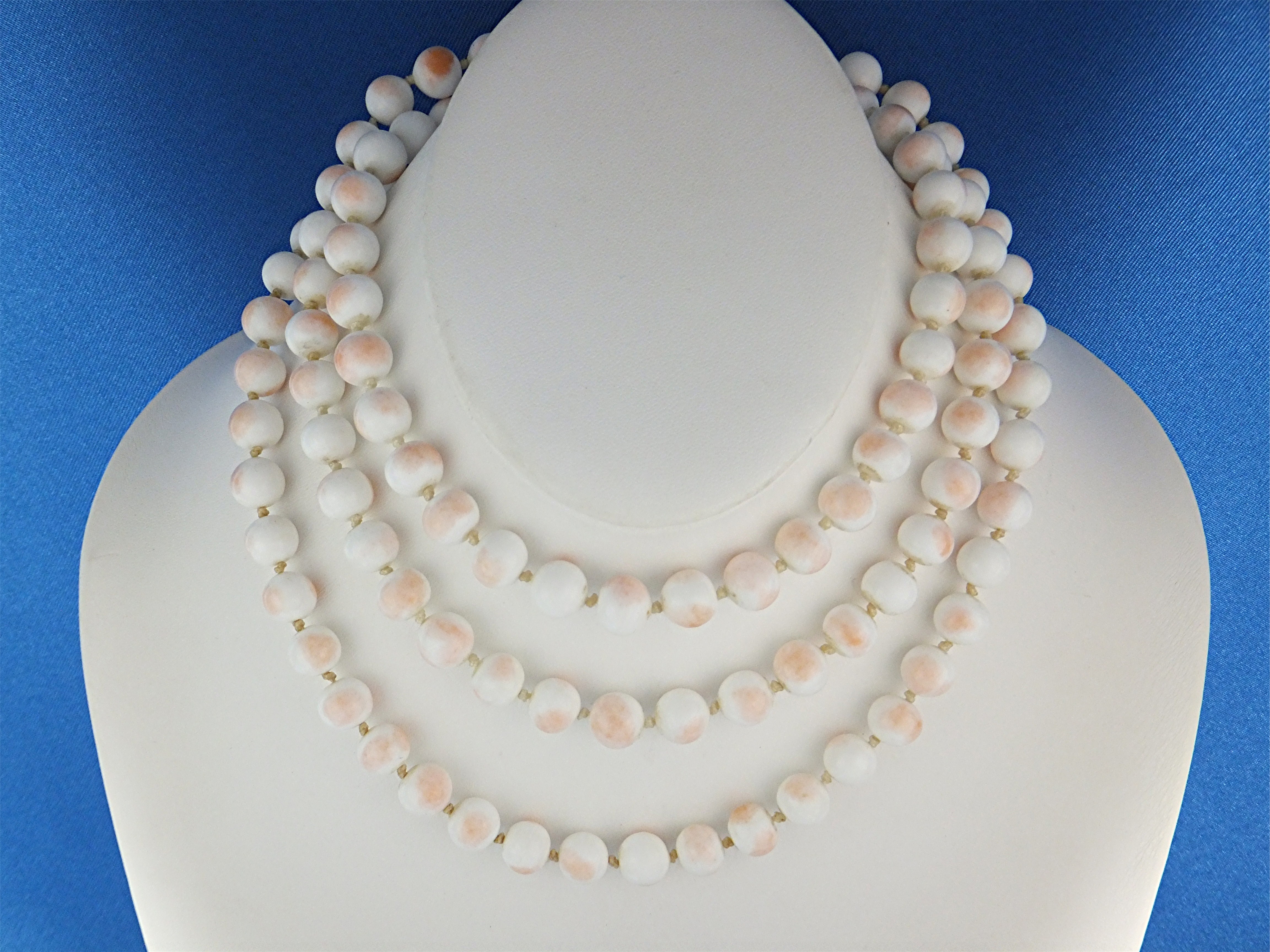 Necklace Angelskin Coral Hand Knotted 8.6mm  Beads